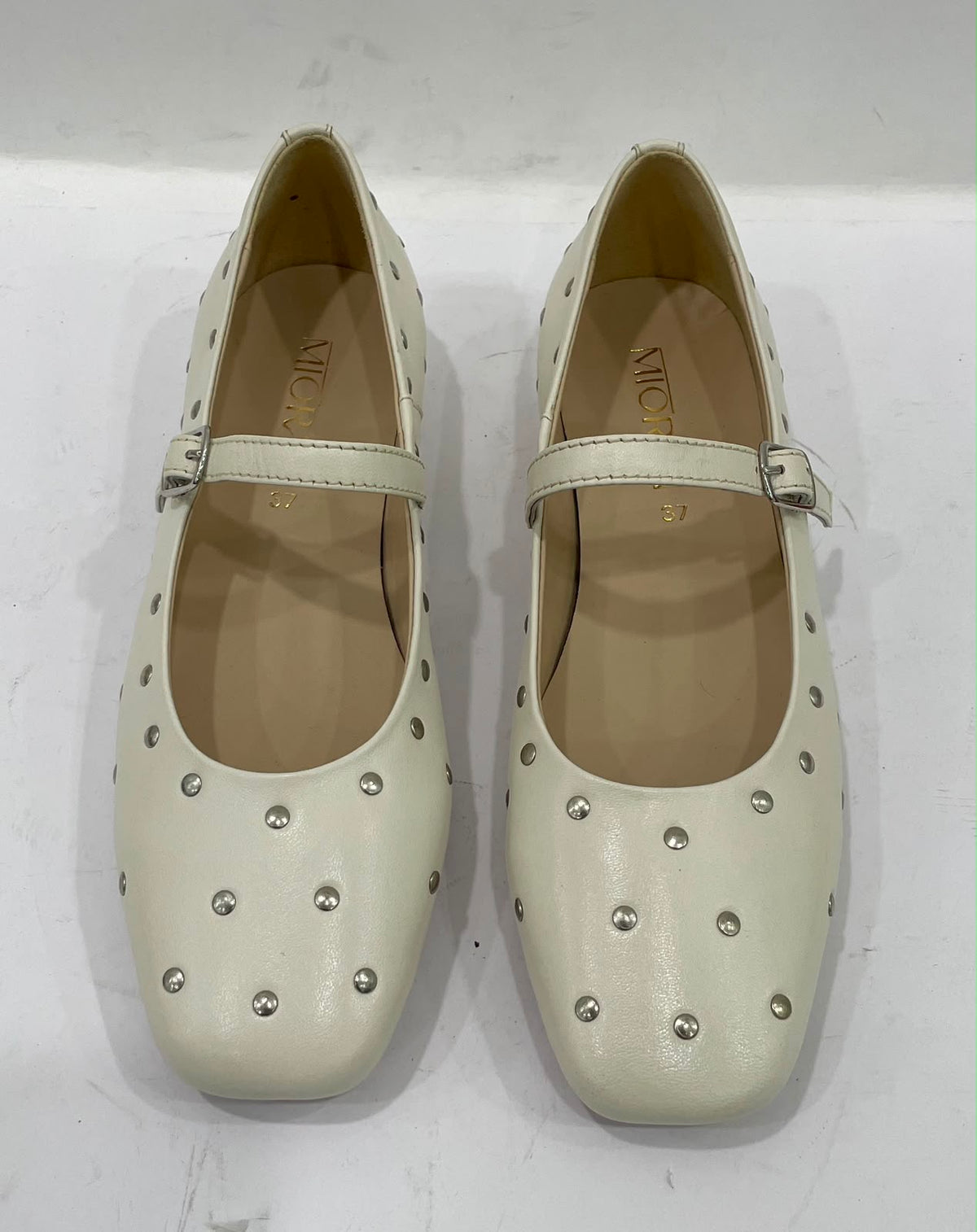 DIVA Premium Leather Flat Stud Mary Jane Ballerinas - The Heels India