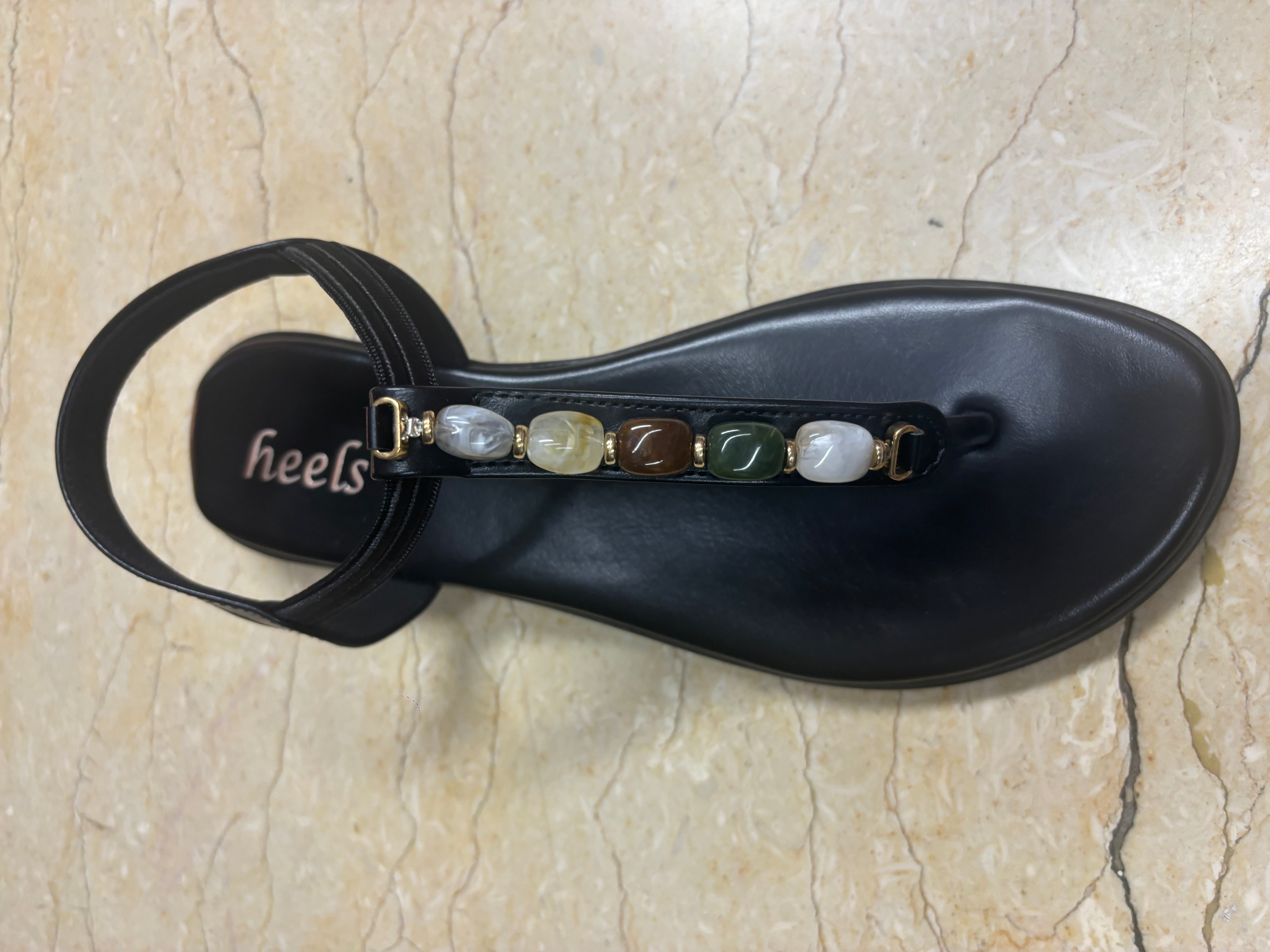 Panthera Embellished Back Elastic Flat Sandals - The Heels India