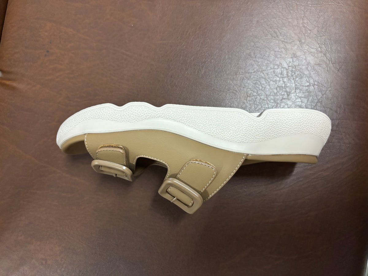 Suzy Lite Comfort Chunky Summer Slippers in Tan - The Heels India