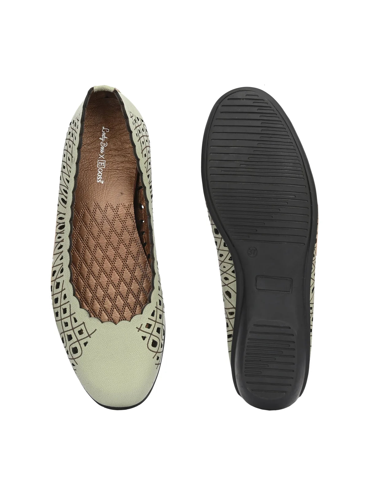 Keisha Perforated Cushioned Leather Ballerinas