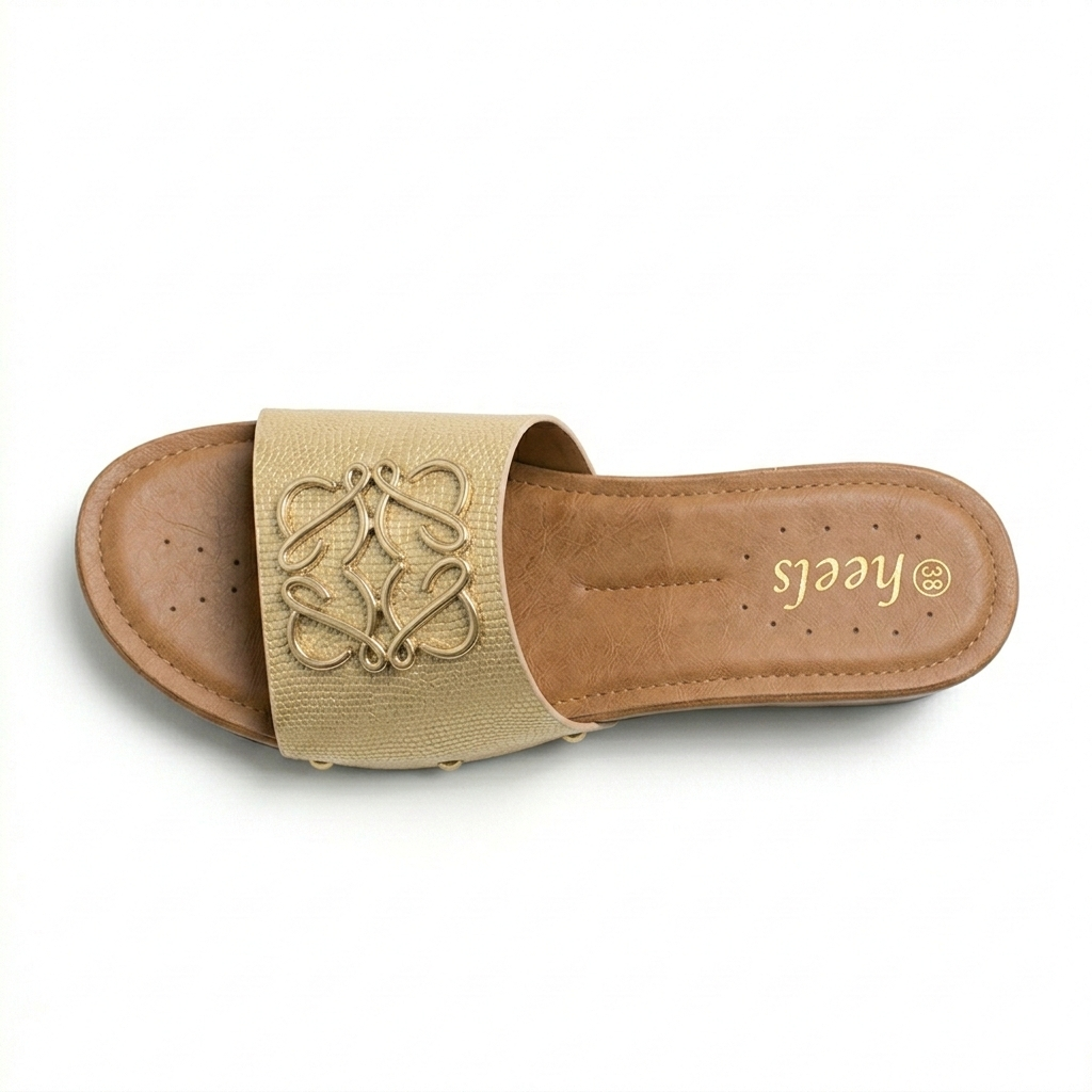 Bella Cushioned Peep Toe Wedge Heel Sliders