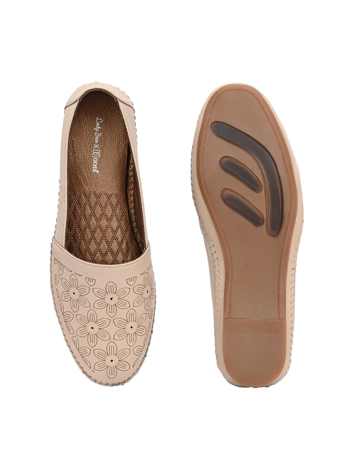 Venezia Engraved Cushioned Leather Ballerinas