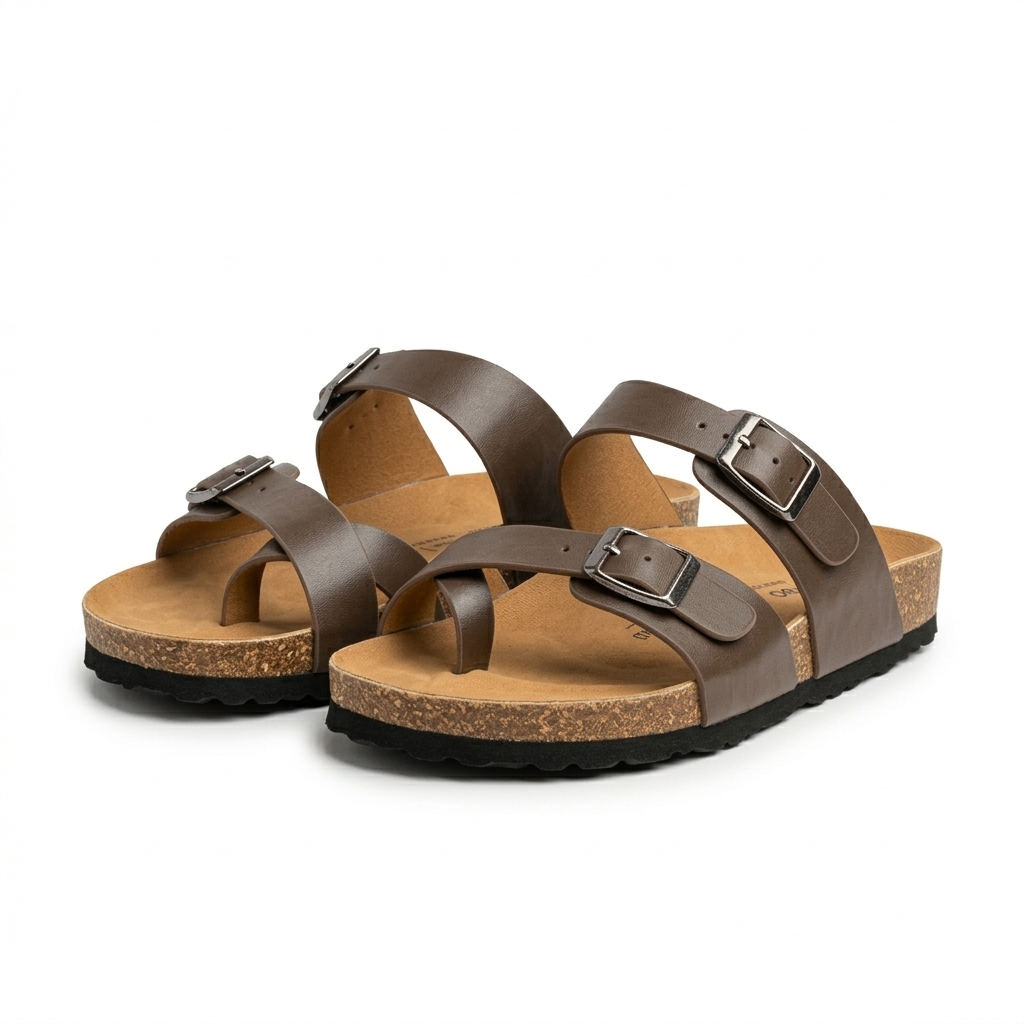 Camila Thumb Strap Cork Summer Sliders - The Heels India