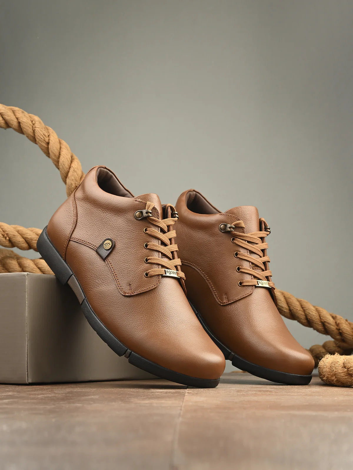 Leonard Leather Rugged Ankle Lace Boots