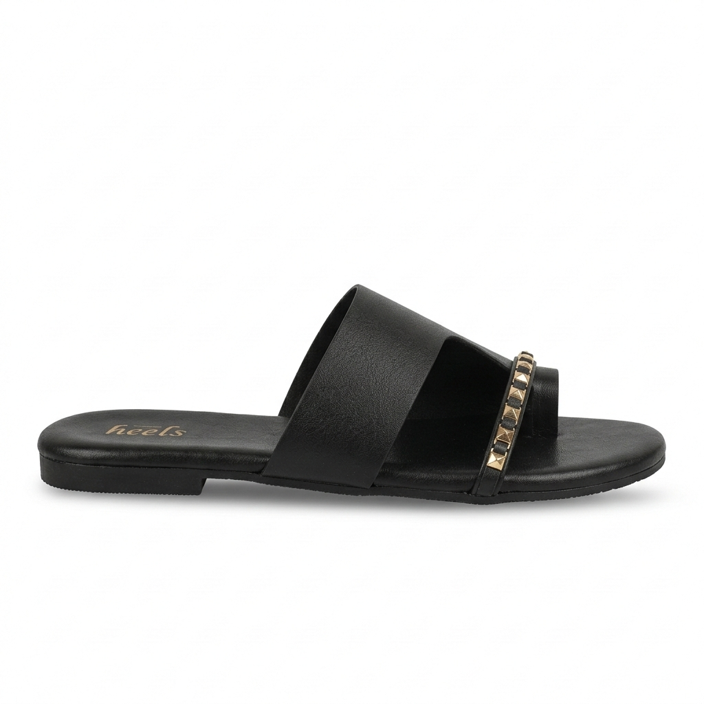 Sorrento Studded Strap Thumb Flat Siders - The Heels India