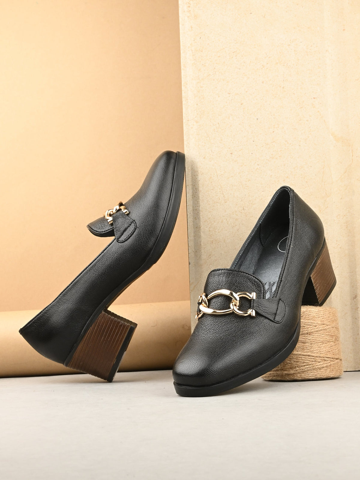 Crete Block Heel Leather Ballerinas
