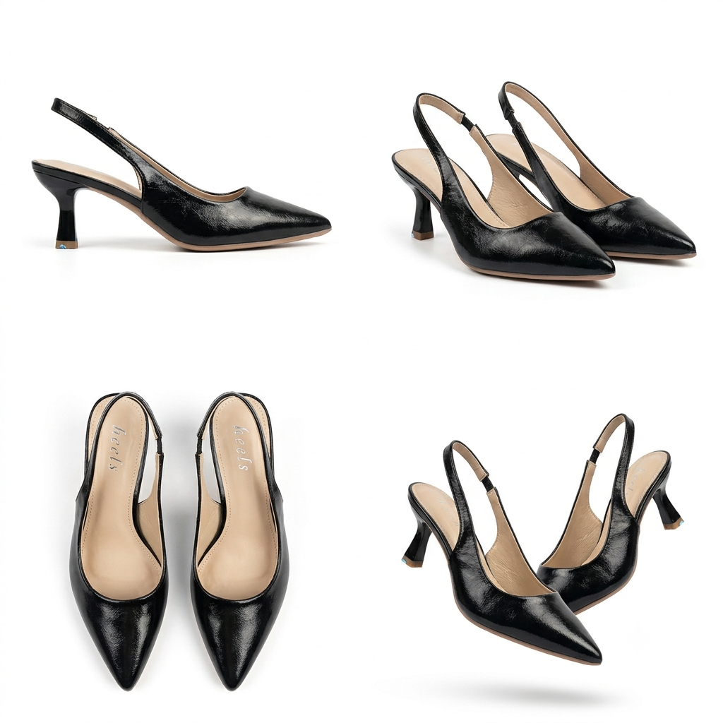 Zara Classic Sling Back Kitten Heel Pumps in Black - The Heels India