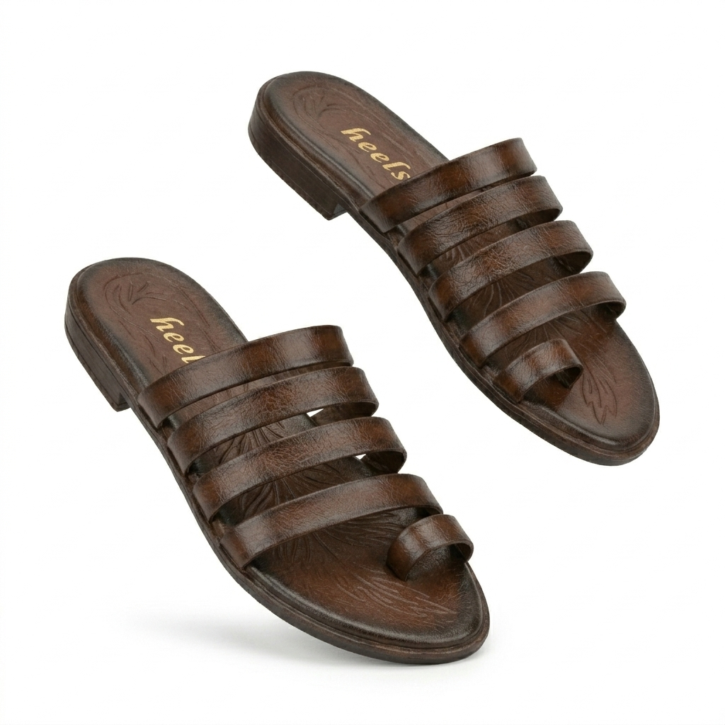 Joy Leather Thumb Strap Flat Slippers