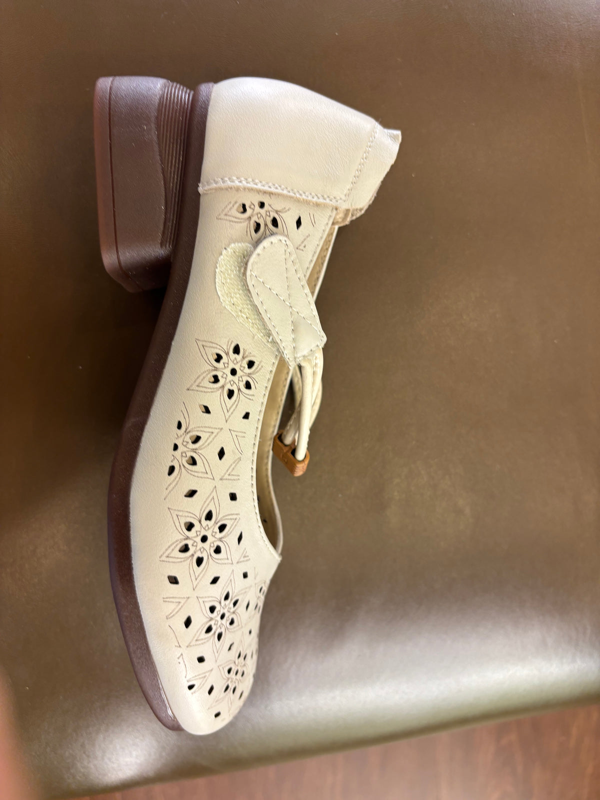 Melissa Leather Velcro Strap Perforated Cushioned Loafers