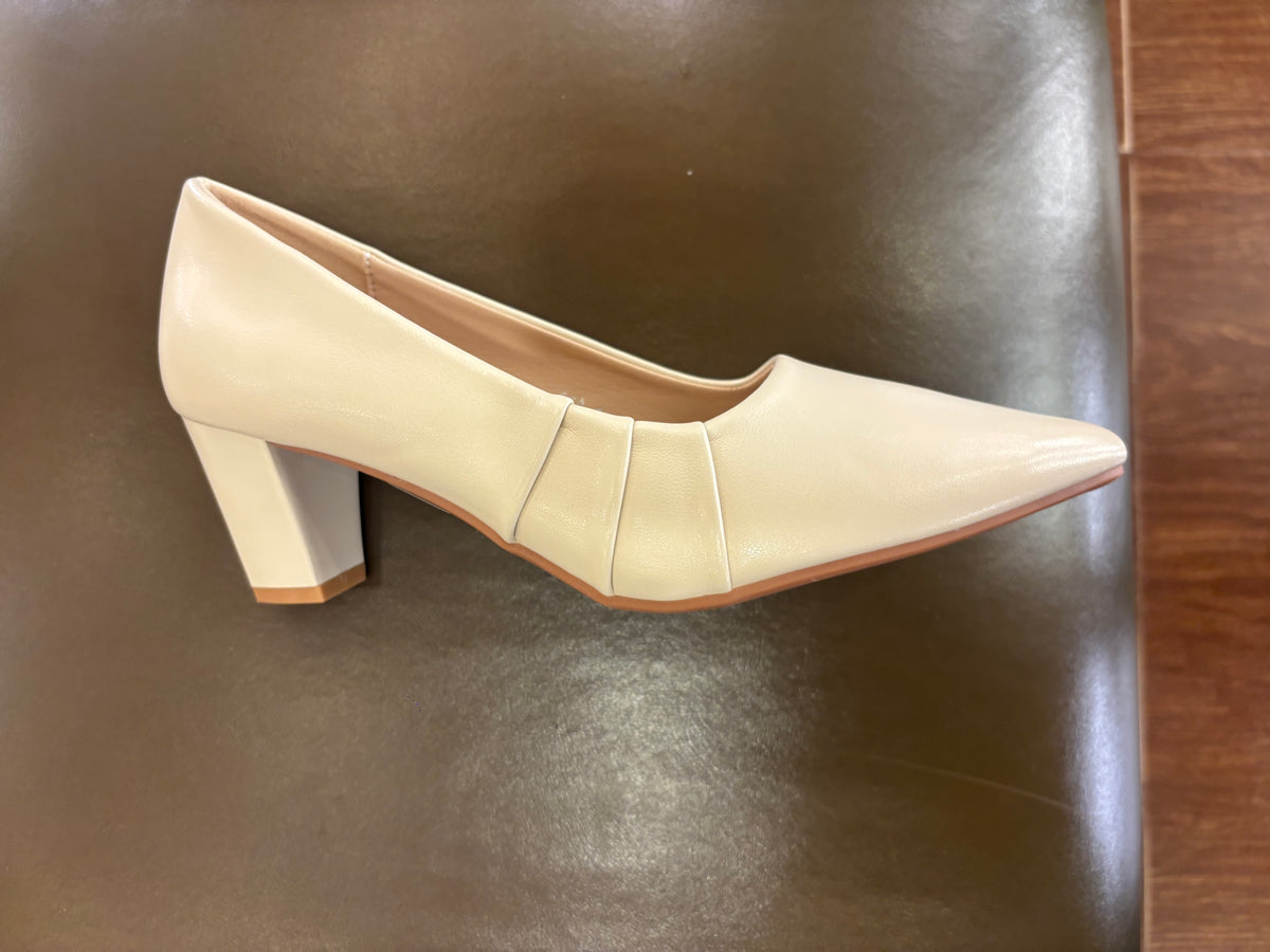 Kylin Swirl Block Heel Pointed Stilettos in Apricot - The Heels India