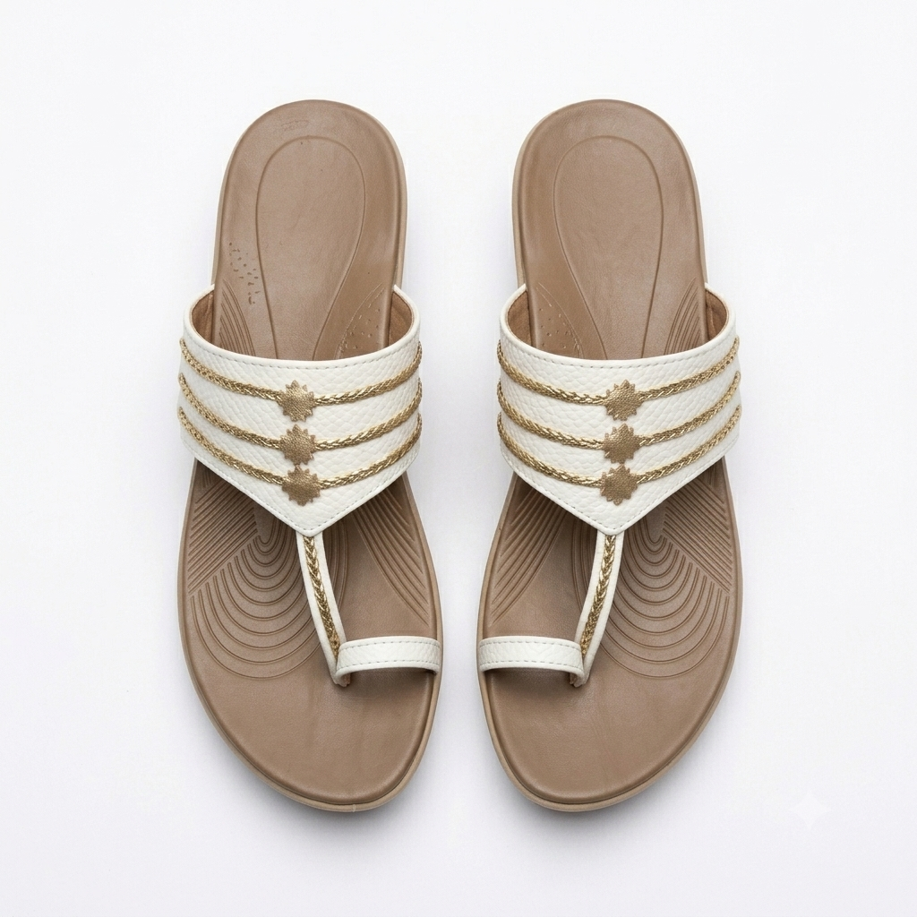 Giselle Memory Cushion Kohlapuri Wedge Slippers