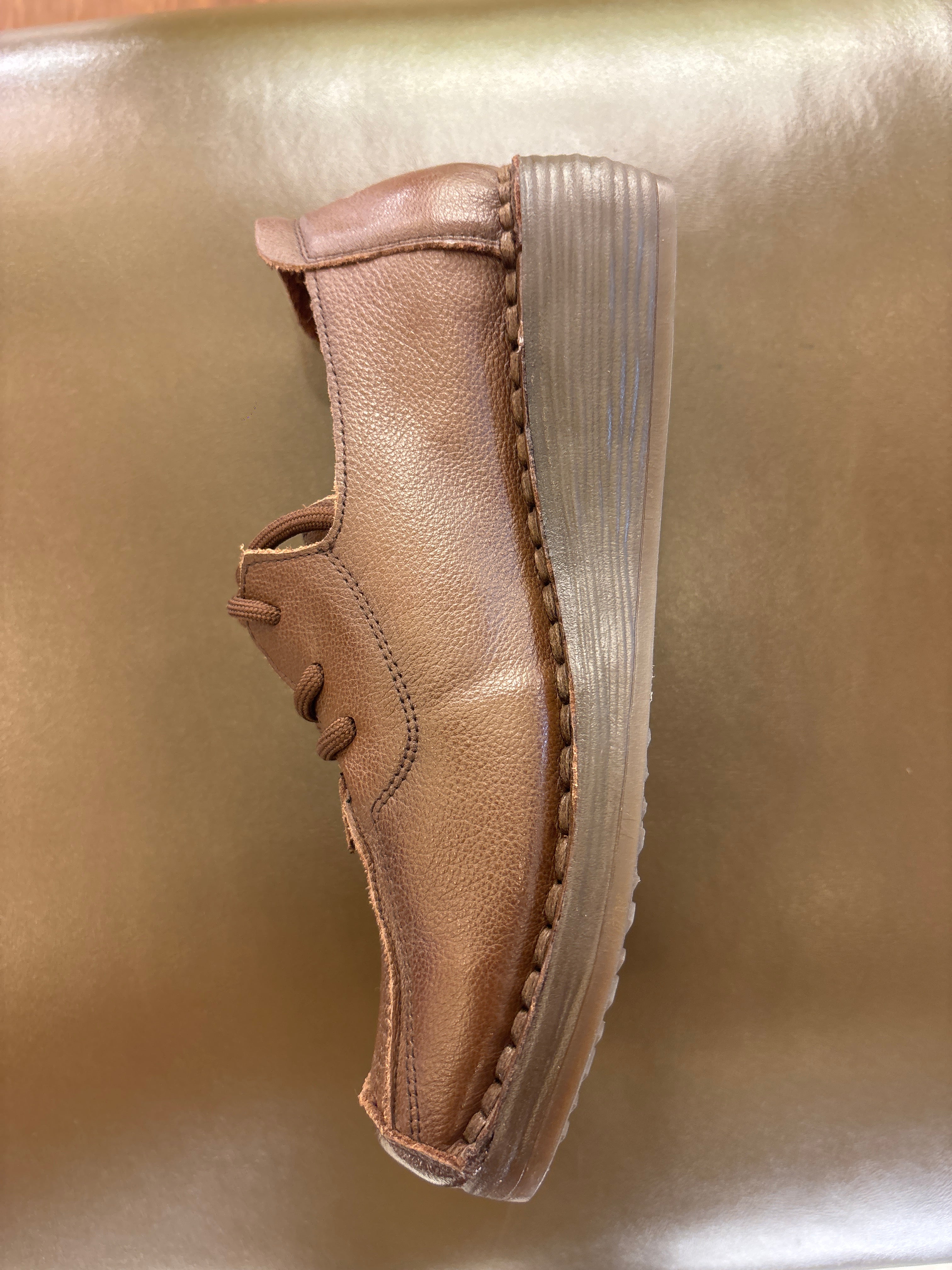 Carrie Premium Leather Lace Up Wedge Heel Loafers