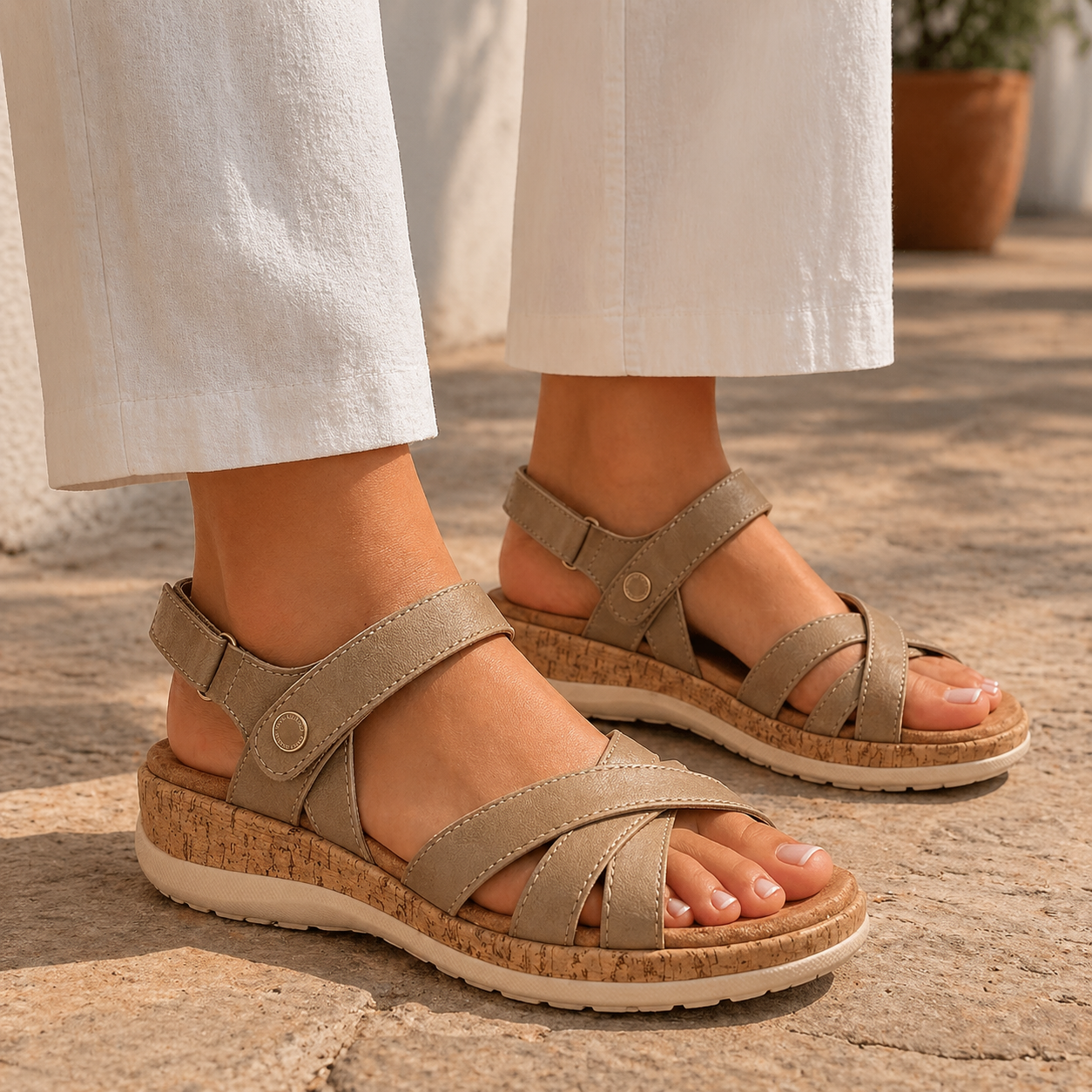 Frida Summer Criss Cross Comfort Velcro Sandals - The Heels India