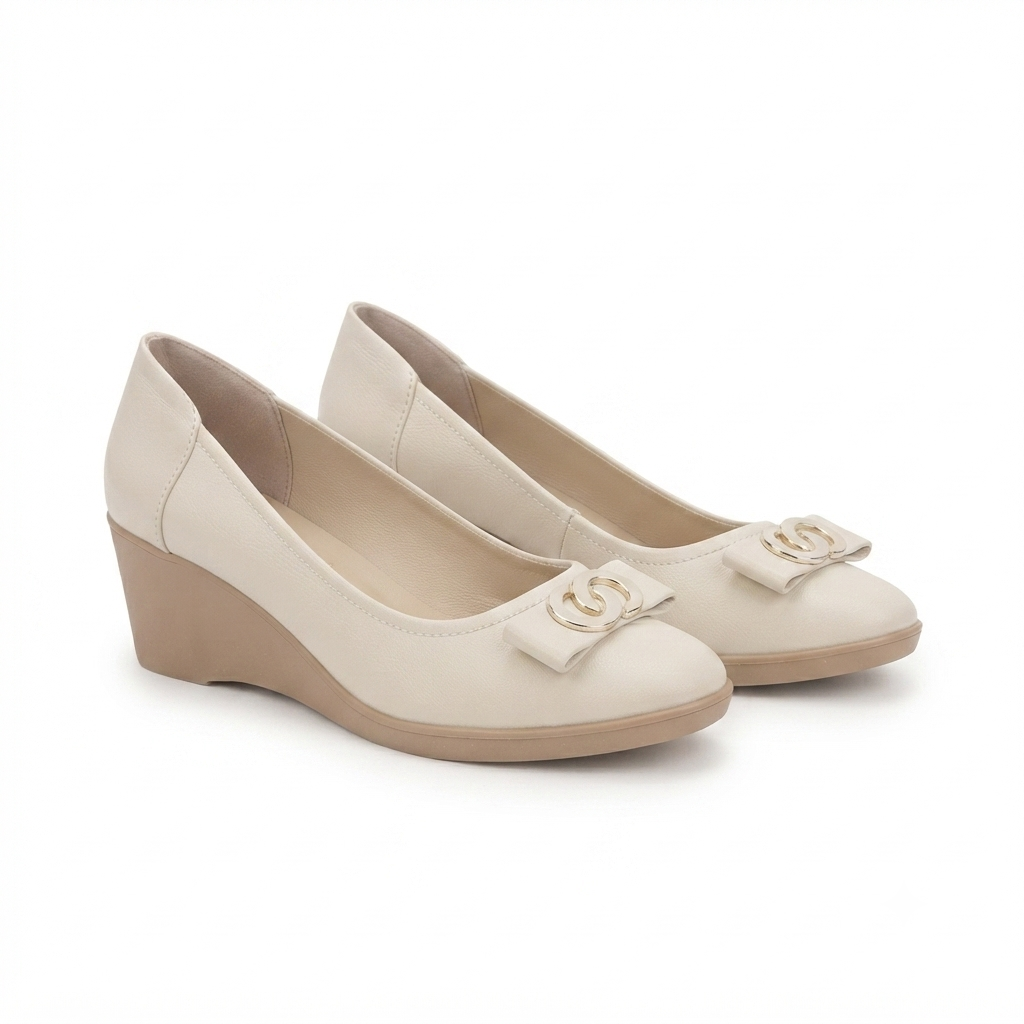 Estrella Premium Leather Wedge Heel Ballerinas