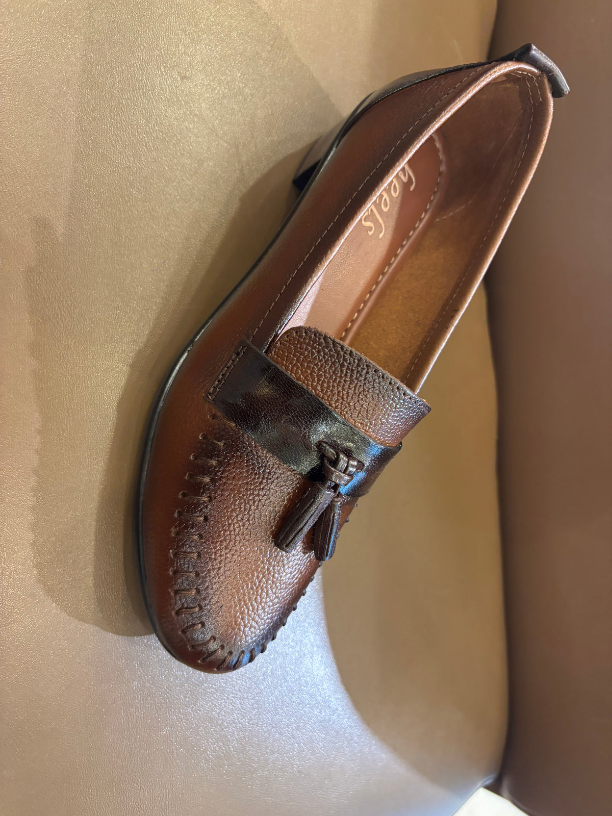 Fiona Leather Tassel Block Heel Loafers