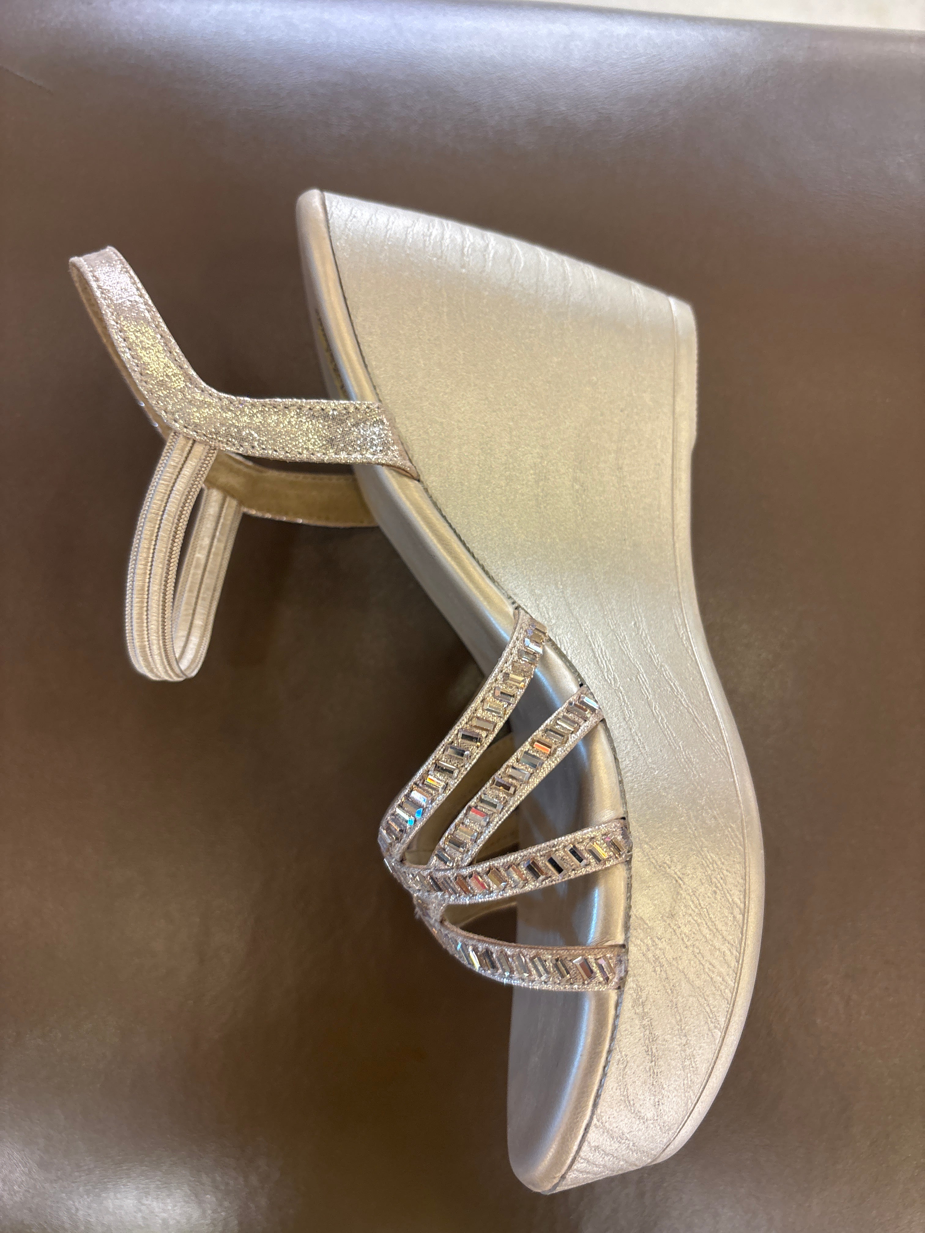 Zara Bling Back Elastic Wedge Platform Heels
