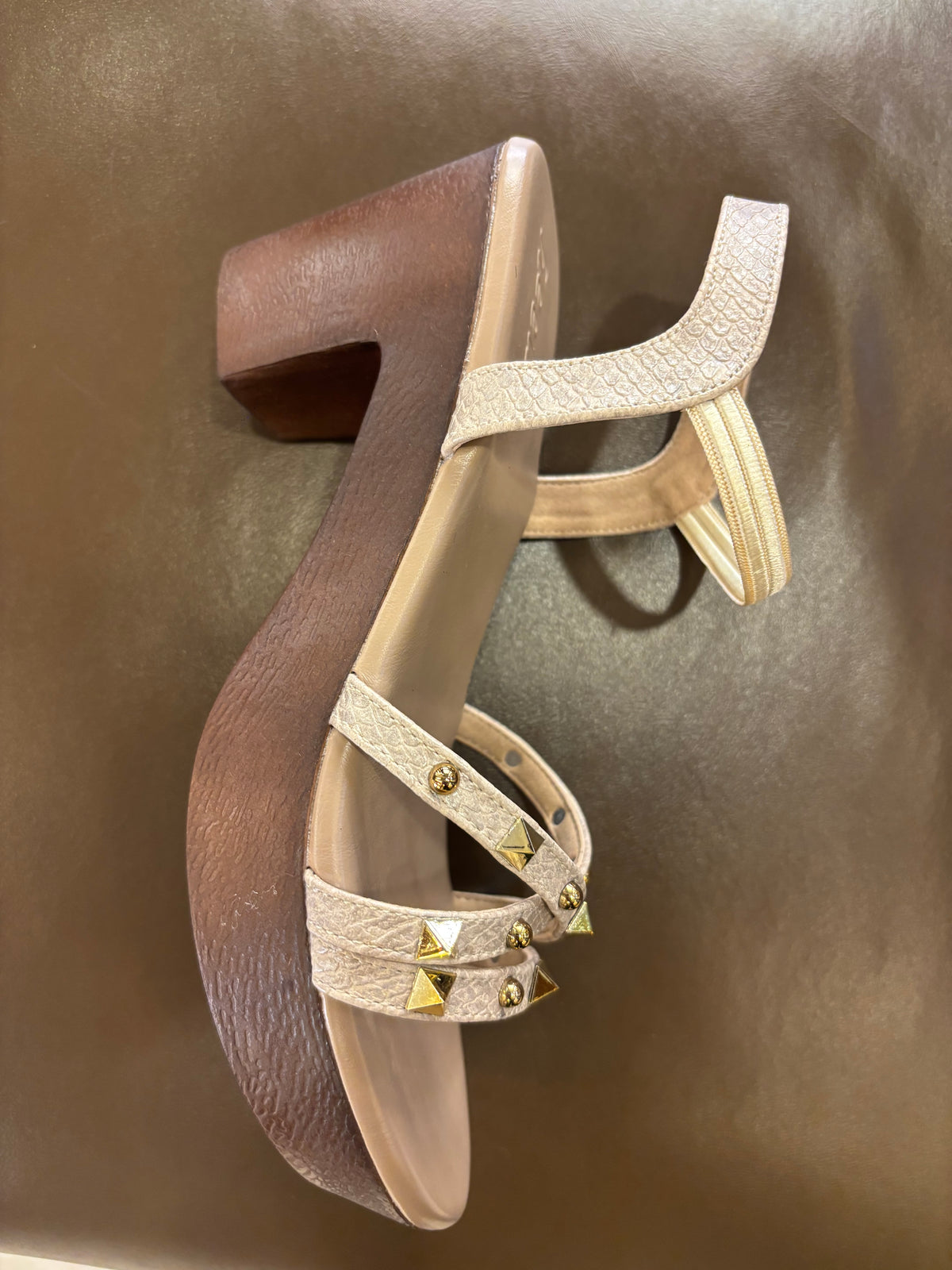 Aurelia Snake Texture Platform Block Heel Sandal