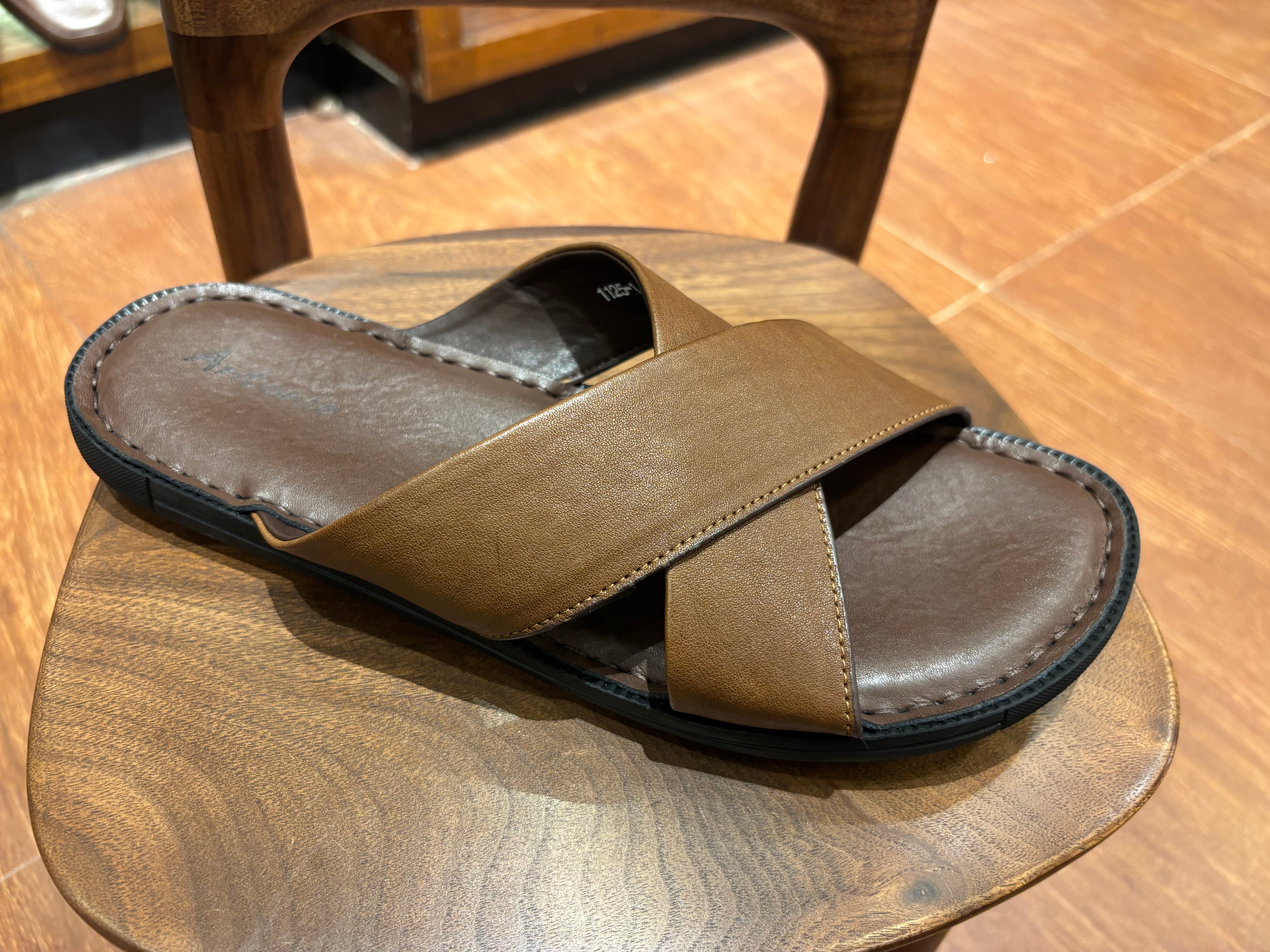 Erling Premium Leather Double Strap Cross Slippers