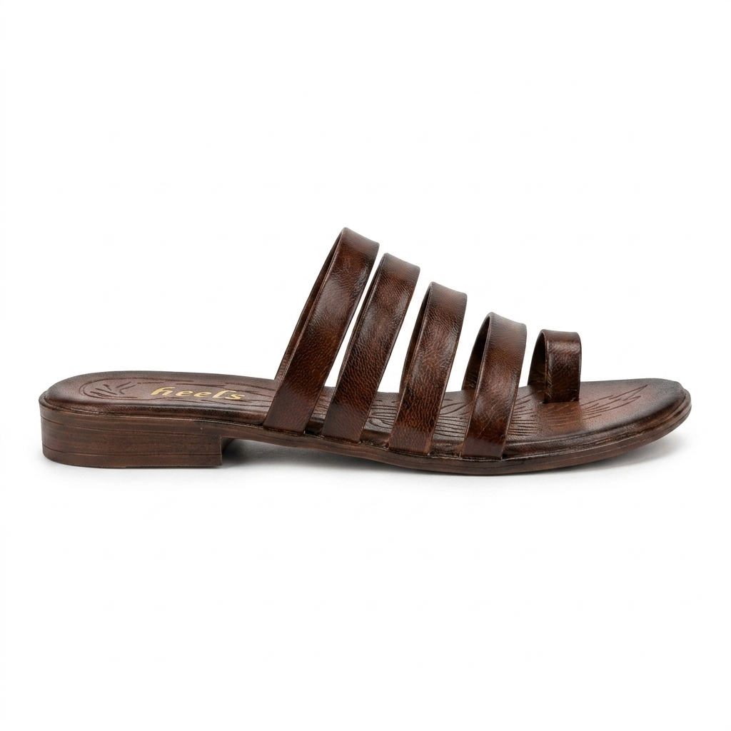 Joy Leather Thumb Strap Flat Slippers