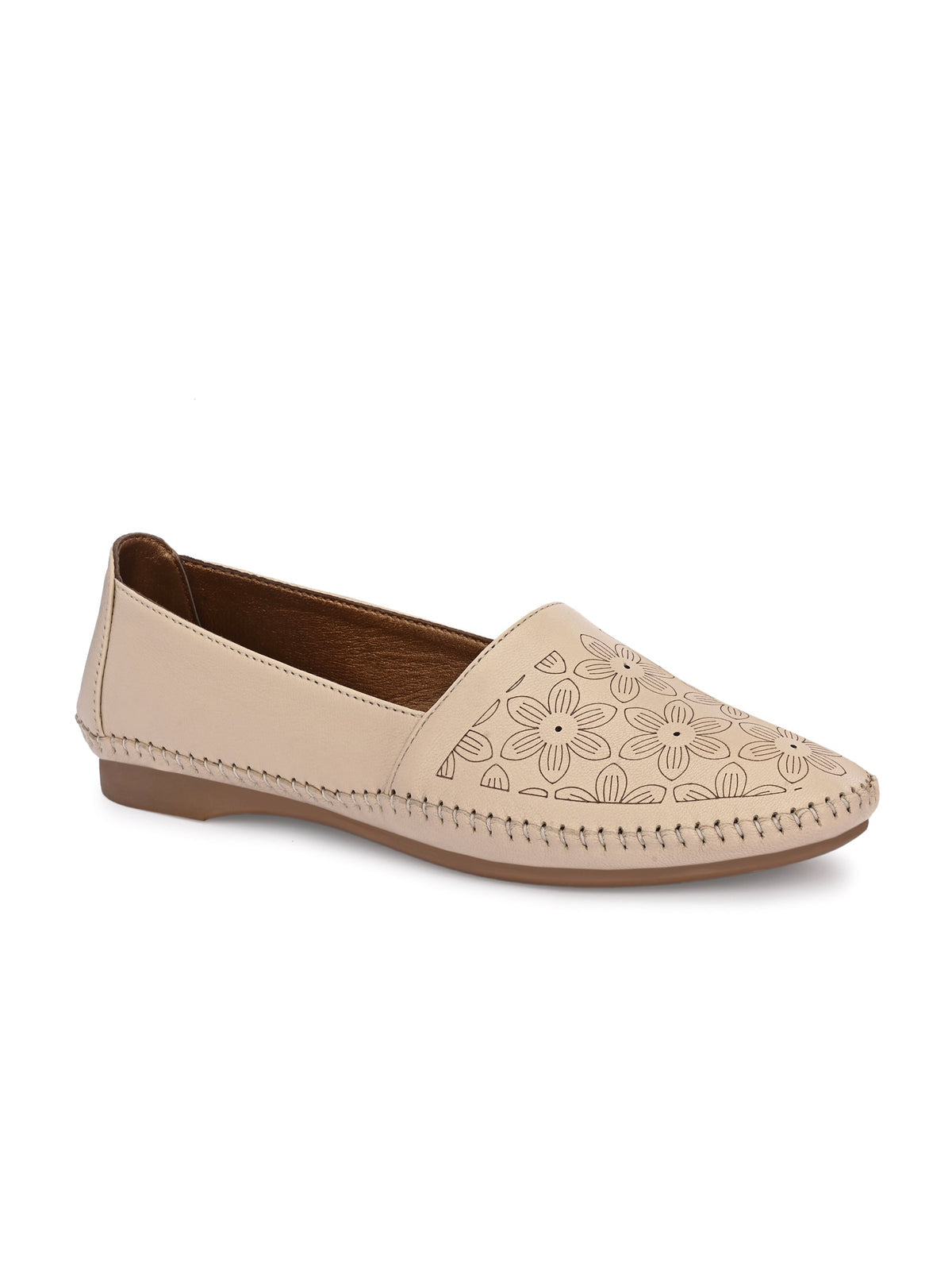 Venezia Engraved Cushioned Leather Ballerinas