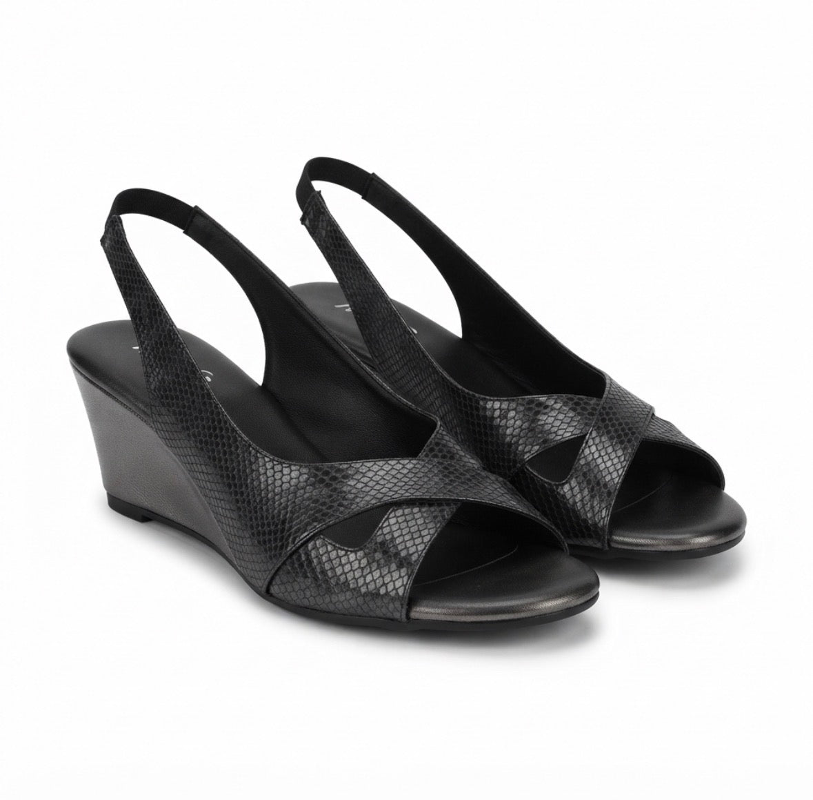 Antoine Wedge Heel Peep-toe Sandals in Black - The Heels India