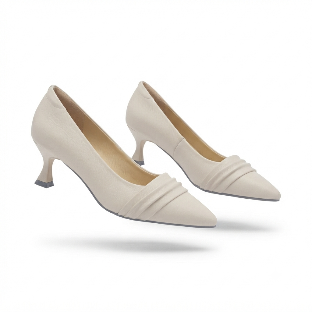Emma Premium Leather Kitten Heel Stilettos