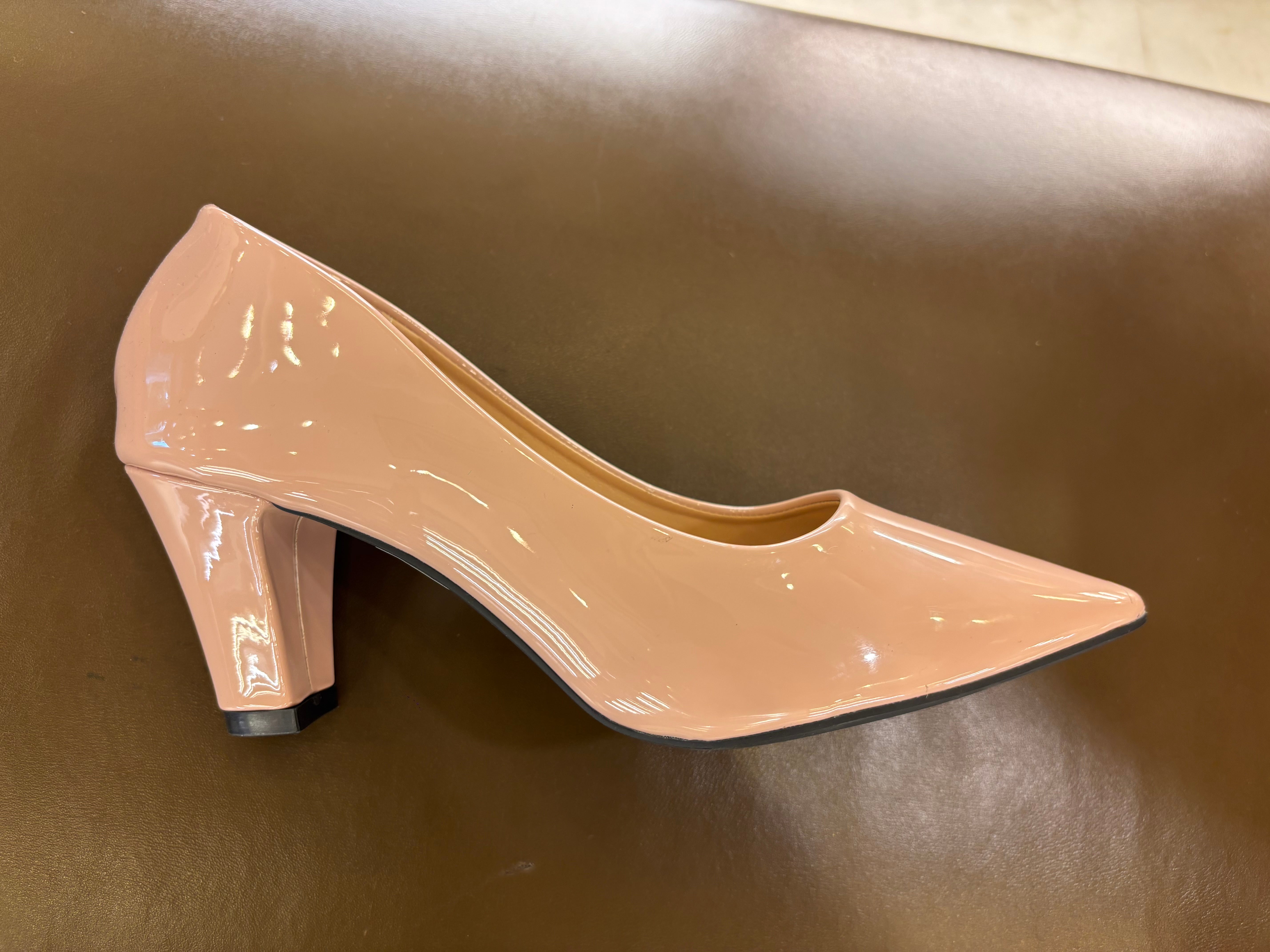 Nuvina Patent Block Heel Stilettoes