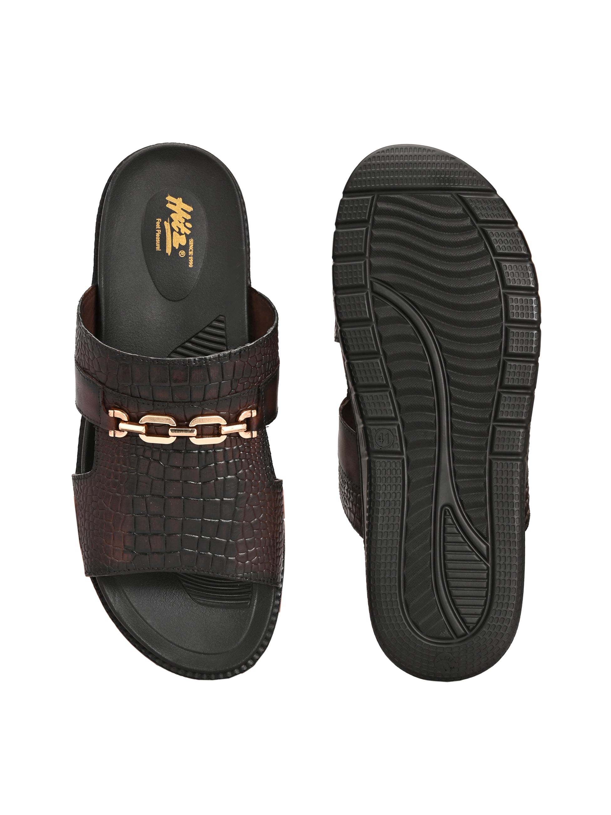 Tuscano Premium Brown Leather Slippers - The Heels India