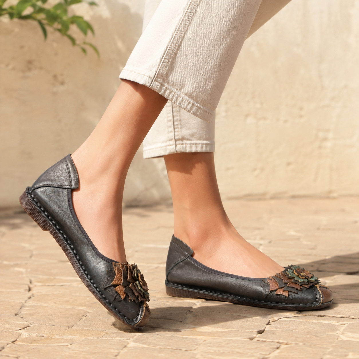 Flora 5.0 Premium Leather Cushioned Ballerinas