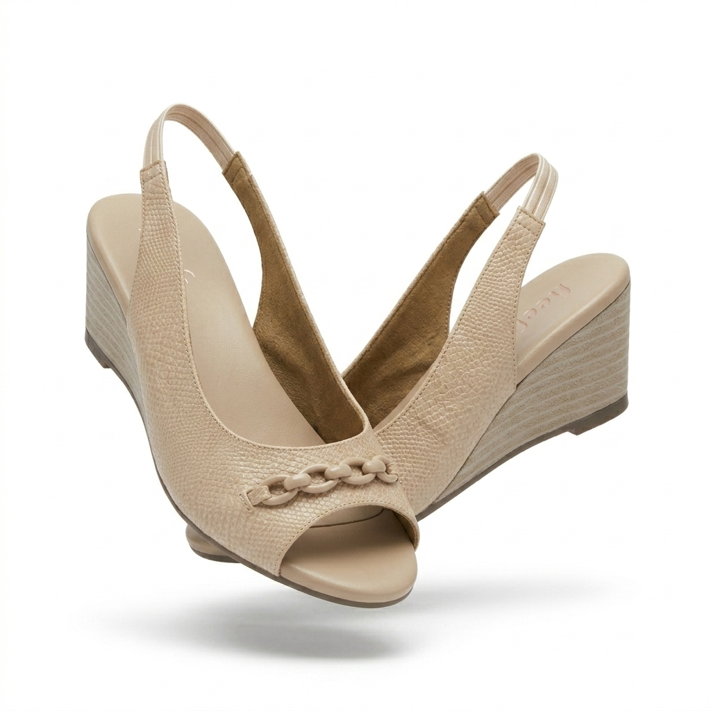 Serena Wedge Back Elastic Peep Toe Sandal