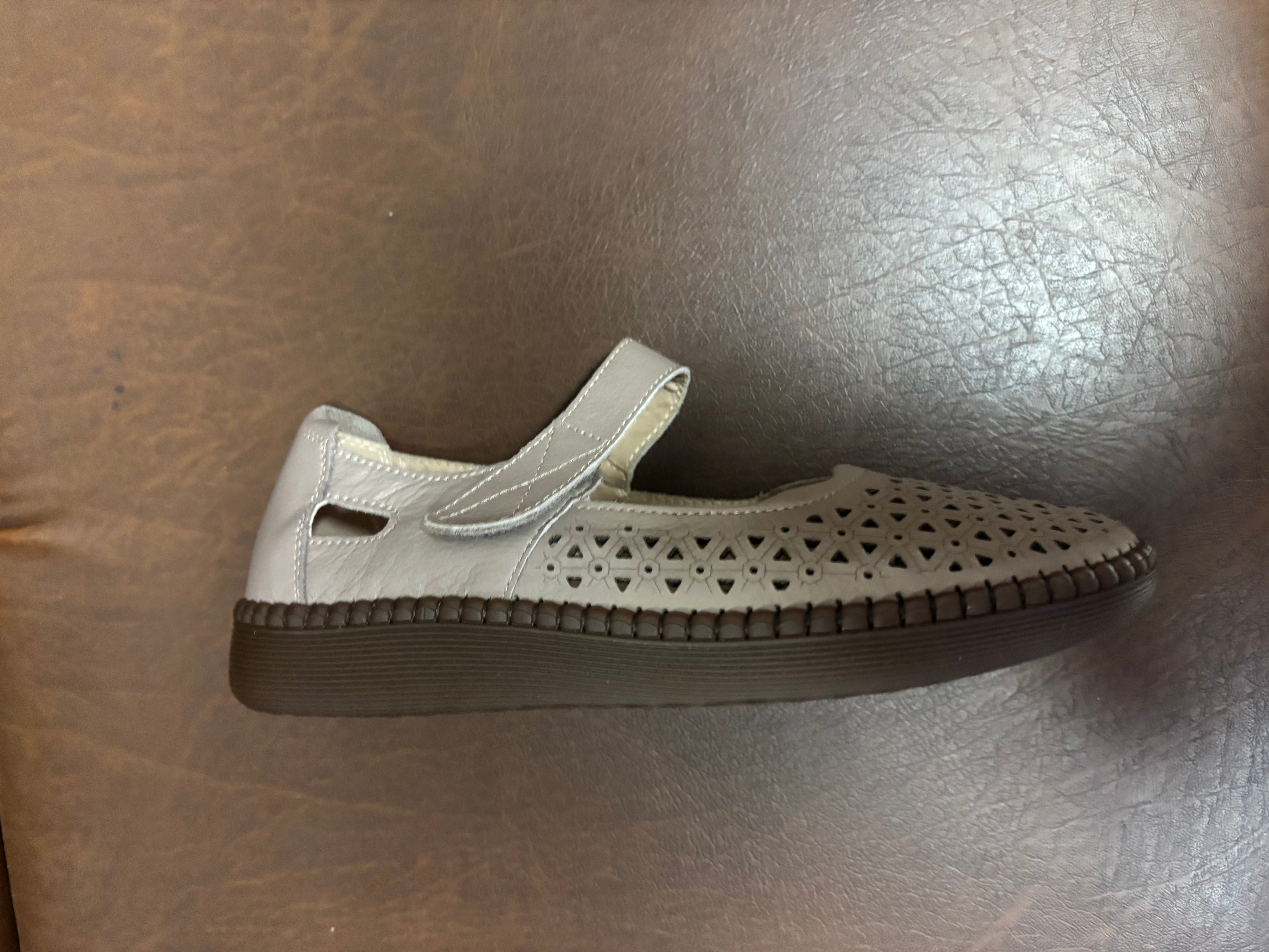 Melissa Leather Velcro Strap Perforated Cushioned Loafers