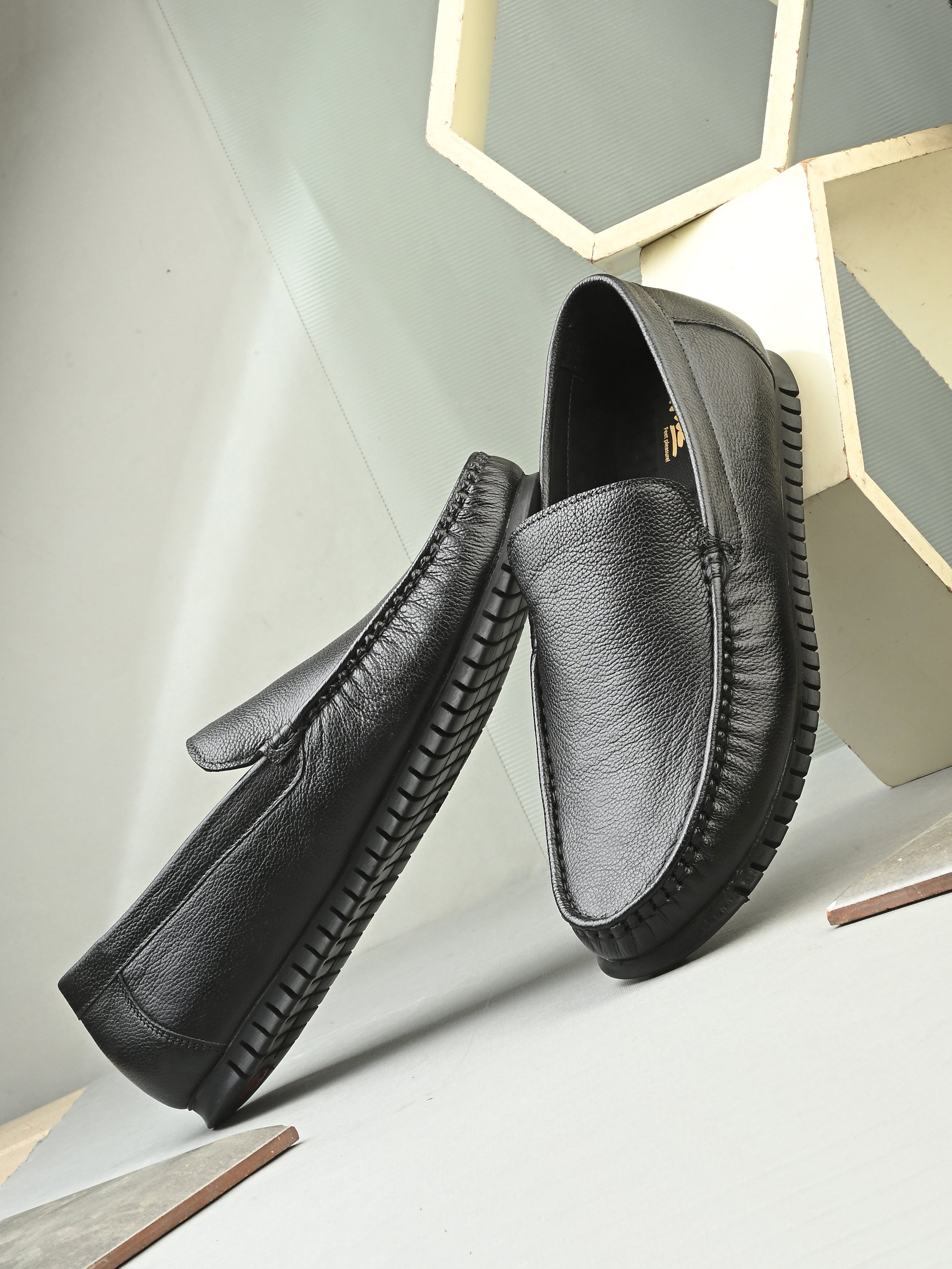 Ochre Leather Flexi Loafers - The Heels India