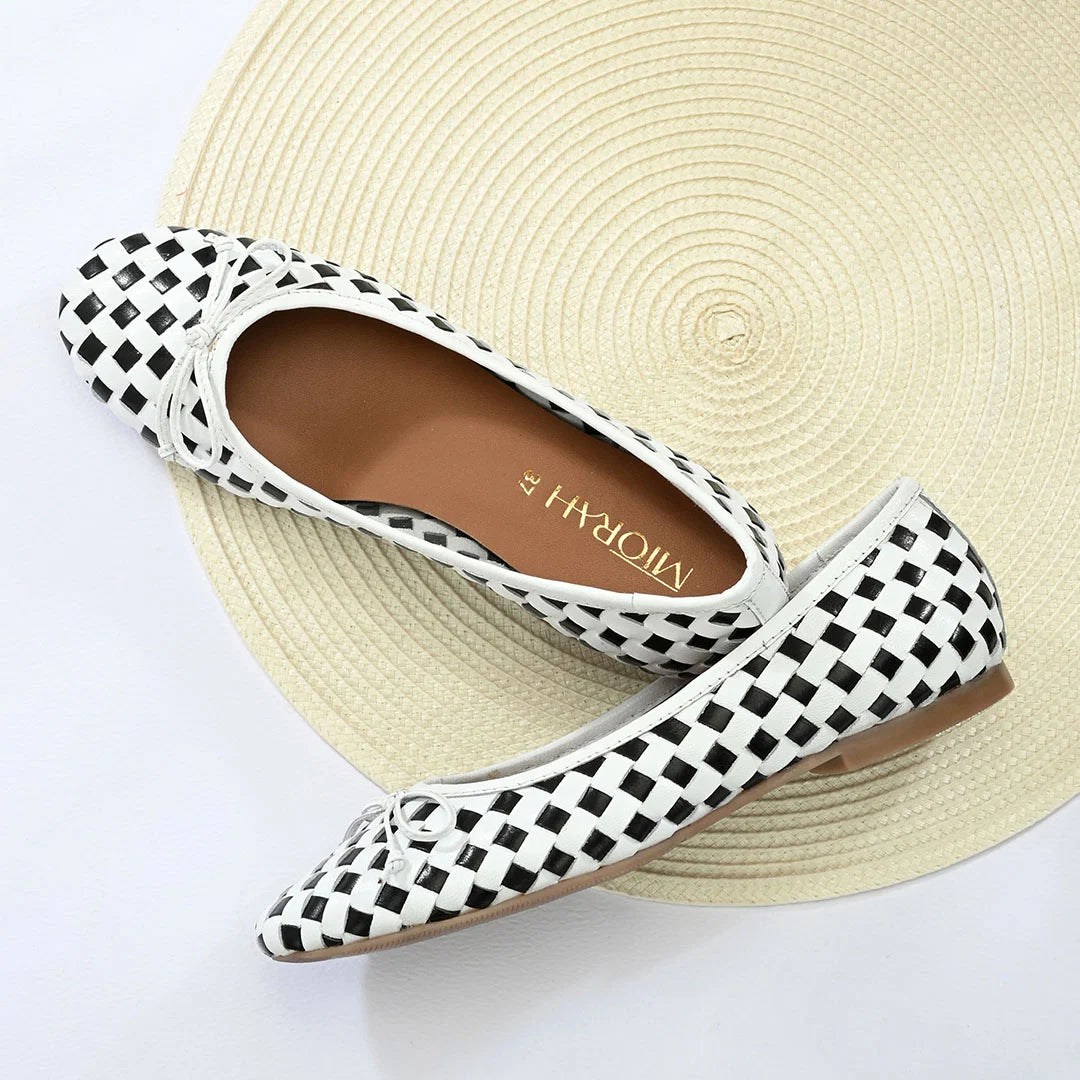 CELINE Premium Leather Weaving Ballerinas