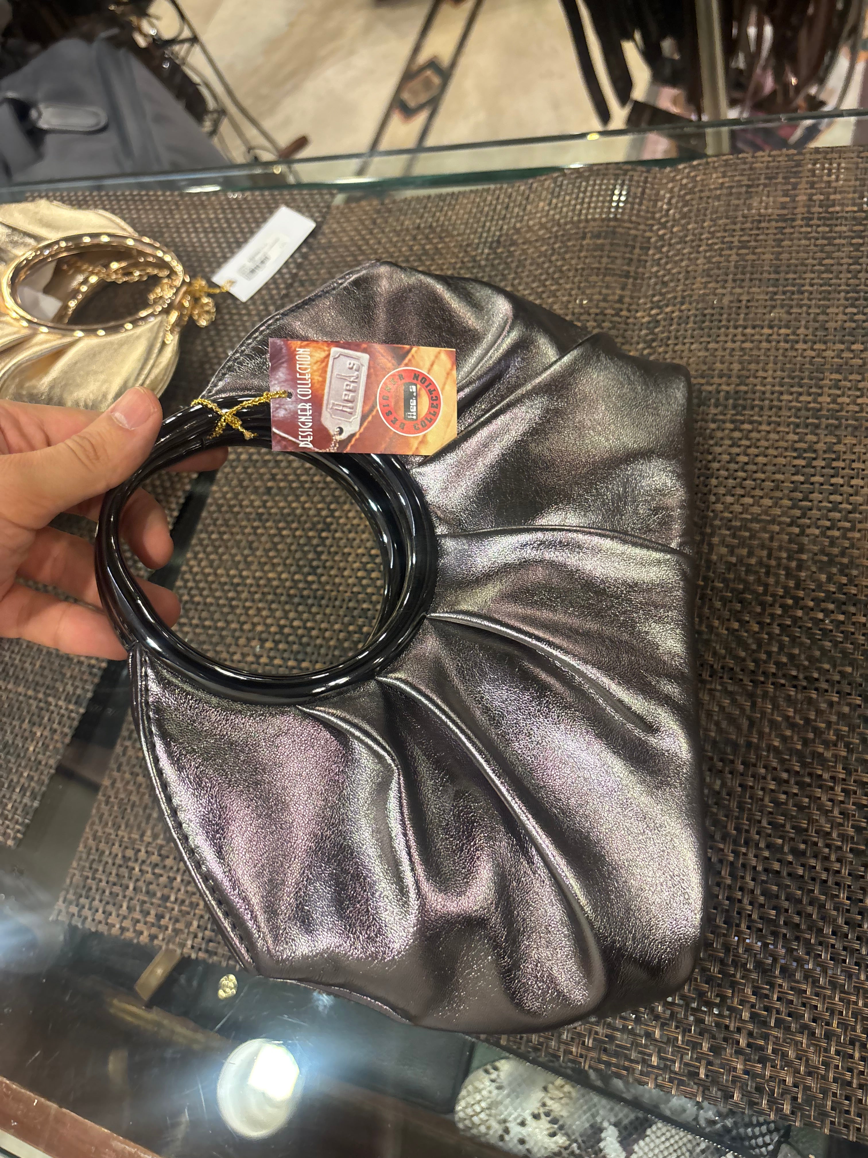 Metallic Circular Handle Quilted Bags