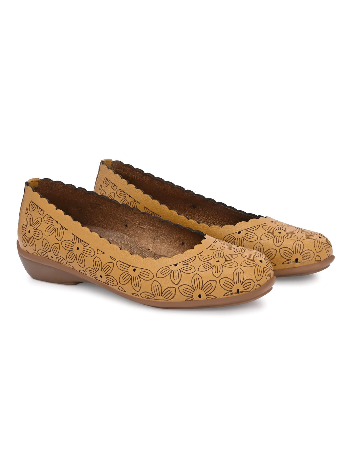 Giva Perforated Cushioned Leather Ballerinas