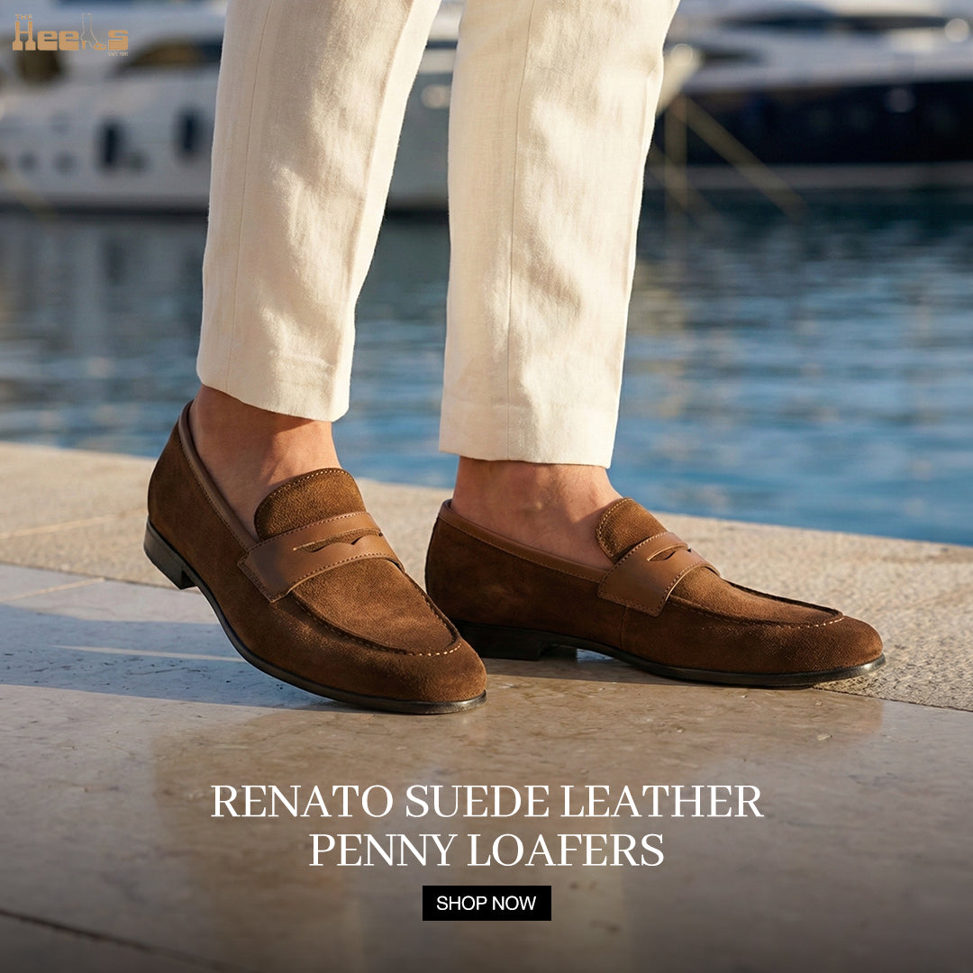 Renato Suede Leather Penny Loafers - The Heels India