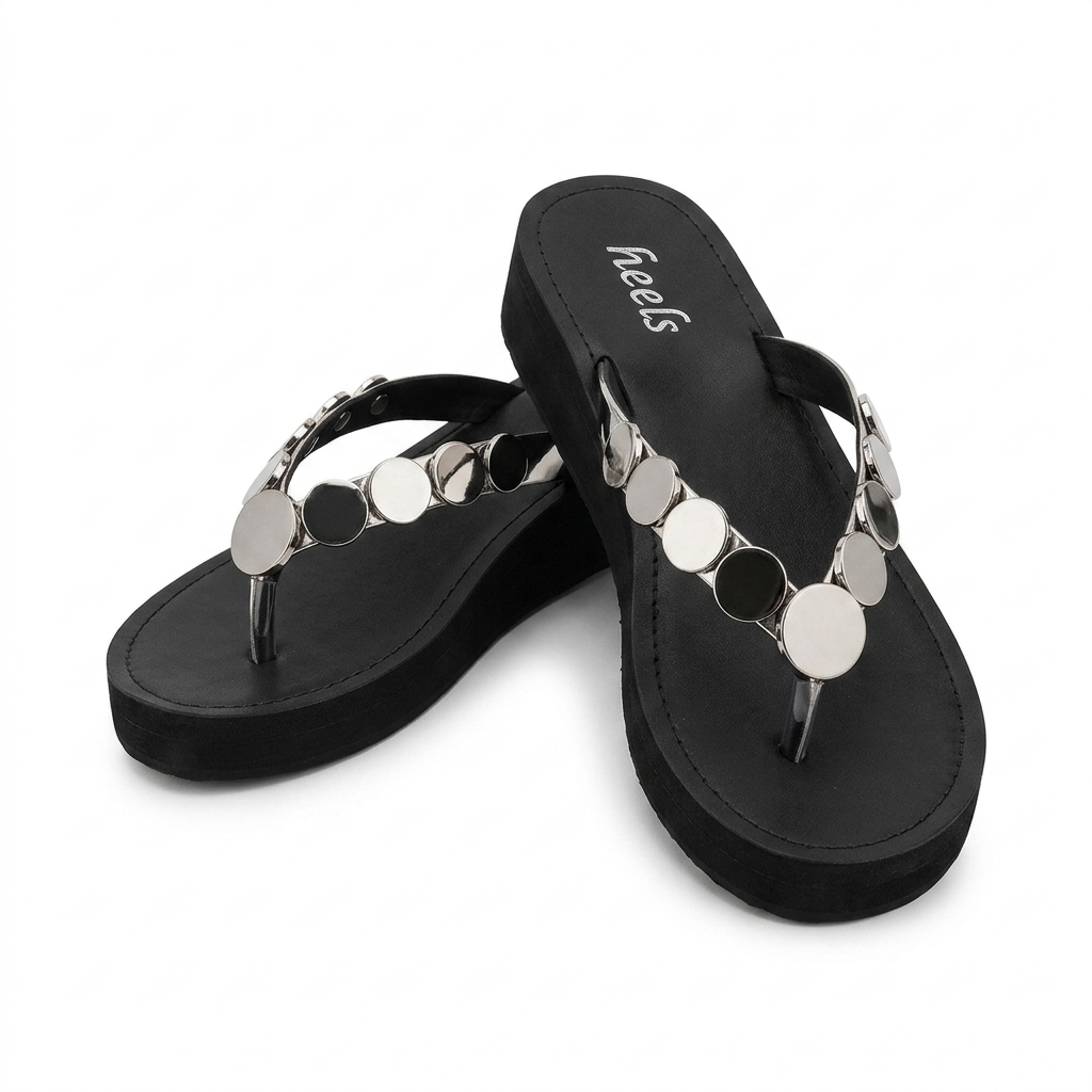 Nicolette Cushioned Coin V Strap Slippers