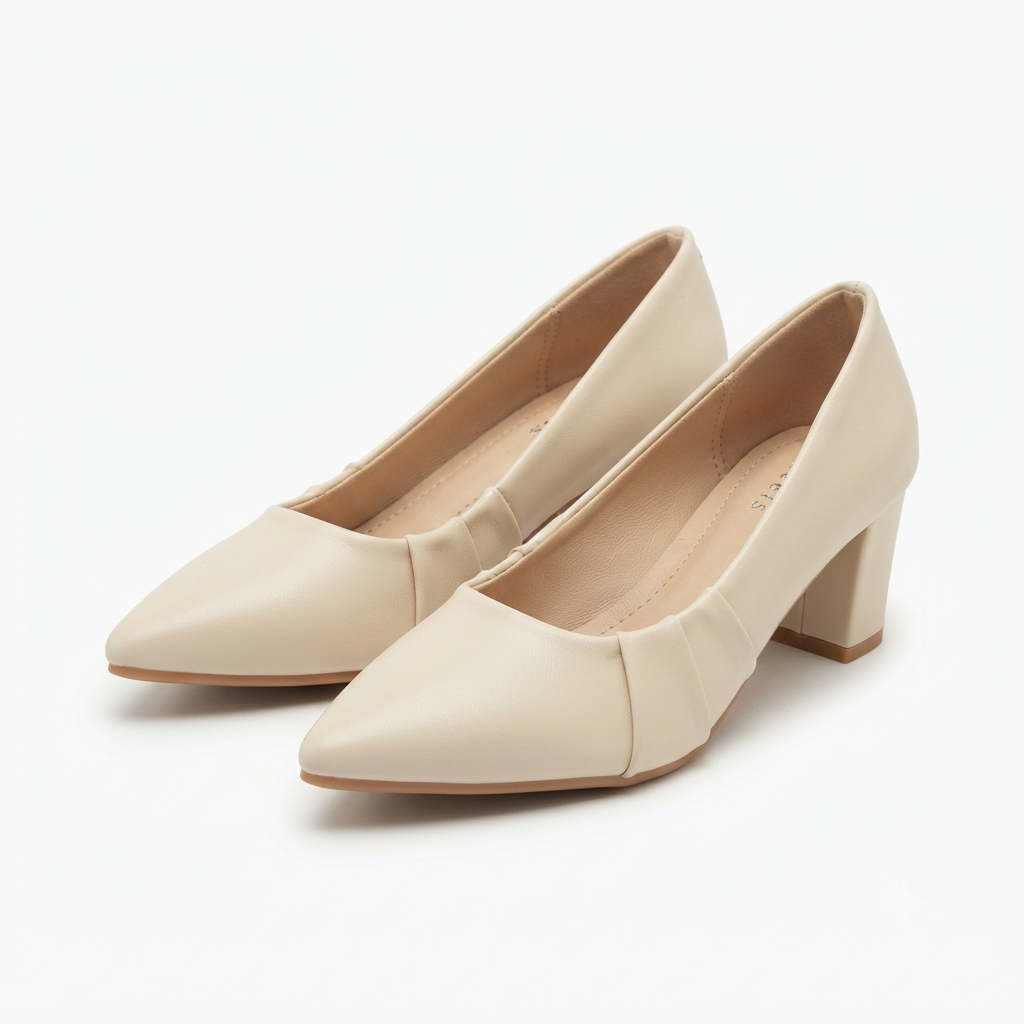 Kylin Swirl Block Heel Pointed Stilettos in Apricot - The Heels India