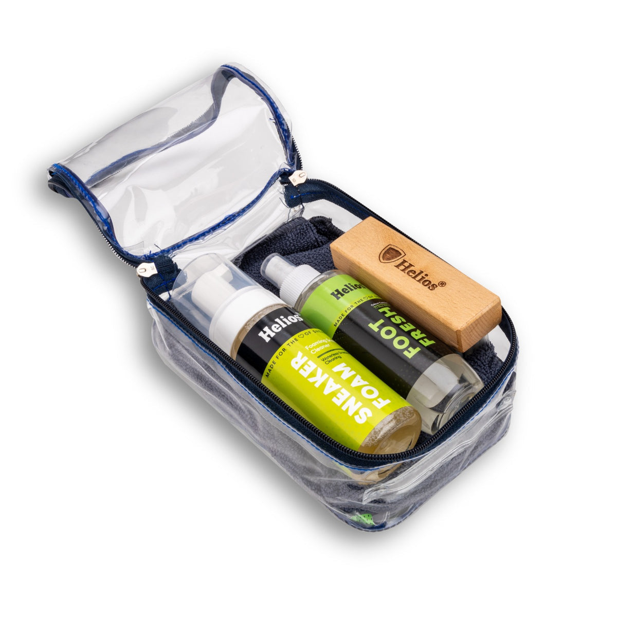 HELIOS ADVANCED SPORT & SNEAKER CLEANER KIT WITH MICRO FIBER CLOTH & FOOT FRESH.