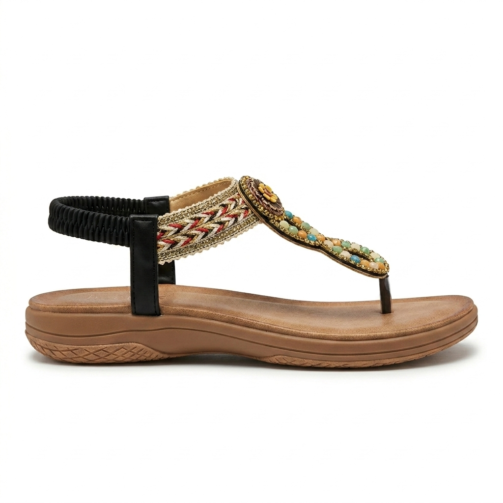 Rosaira Cushioned Embellished Back Elastic Sandals