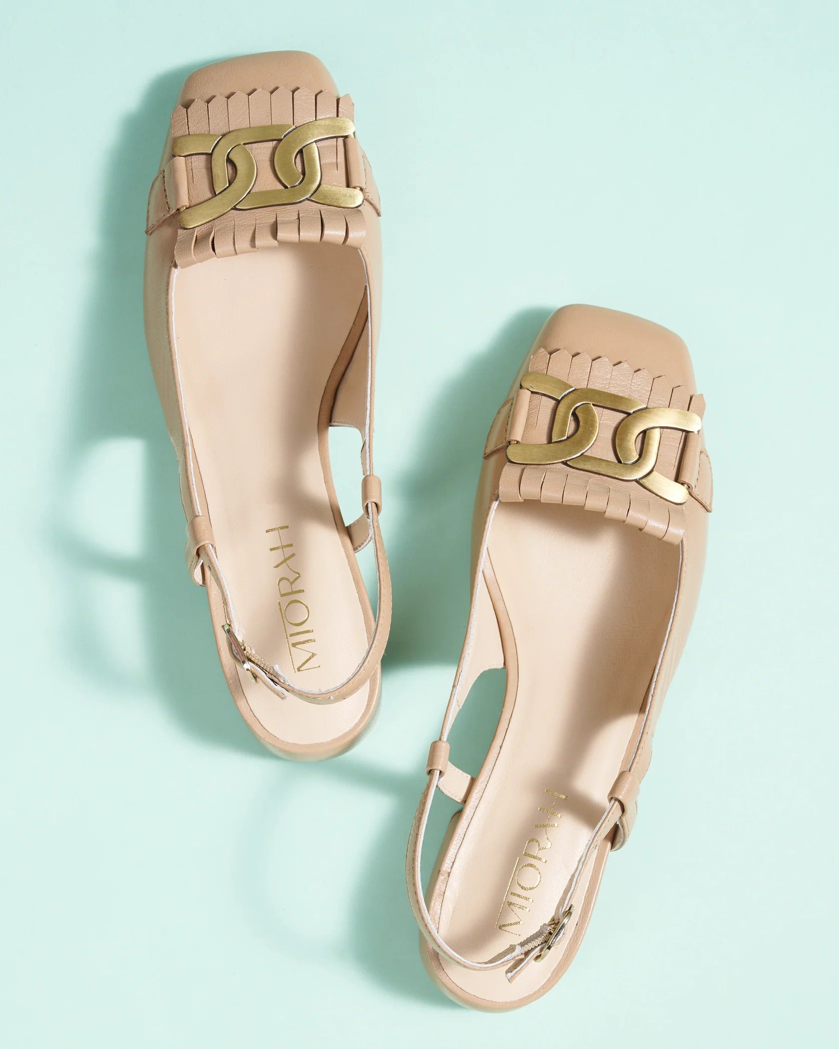 ASTRA Premium Leather Slingback Block Heel Ballerinas - The Heels India