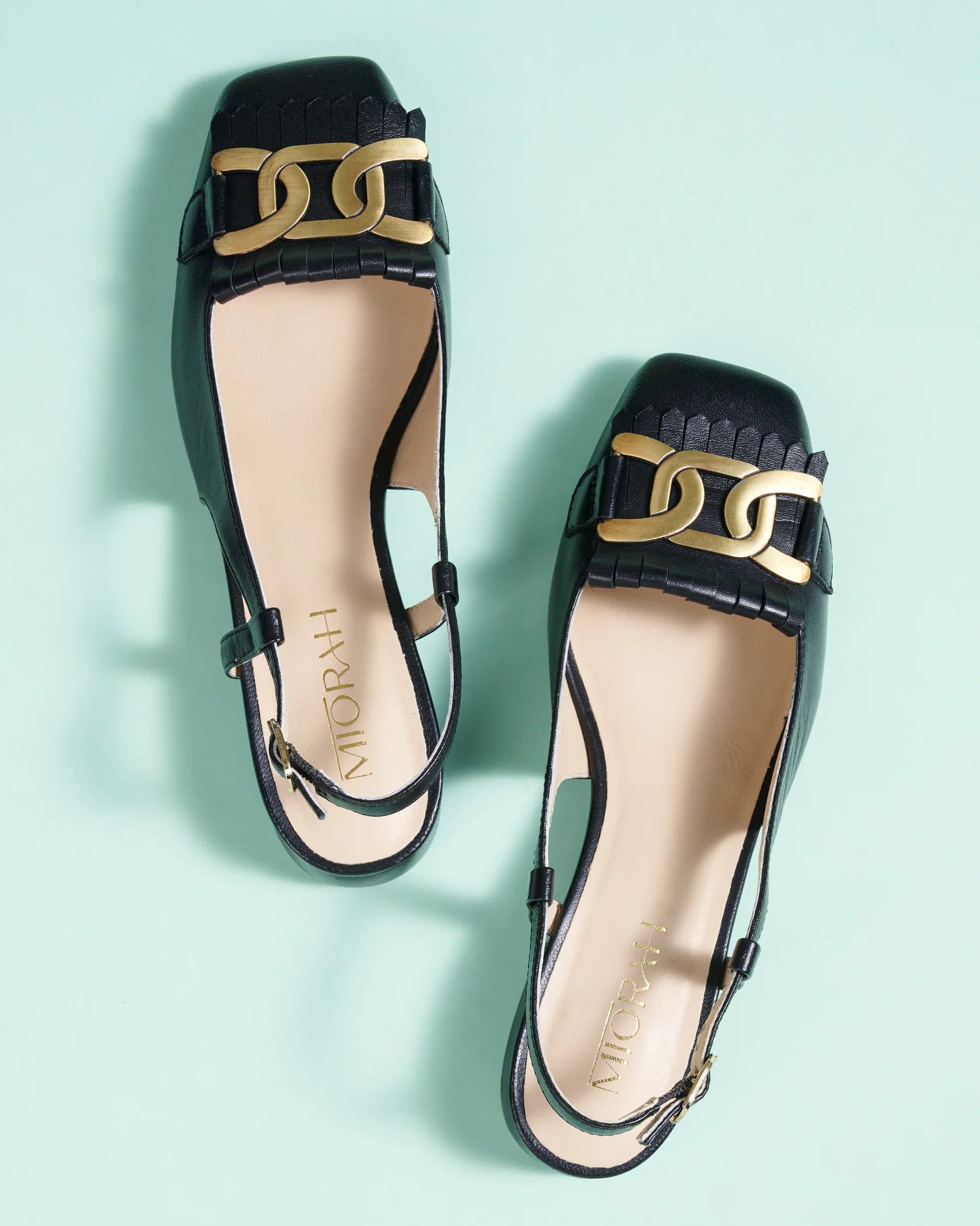 ASTRA Premium Leather Slingback Block Heel Ballerinas - The Heels India