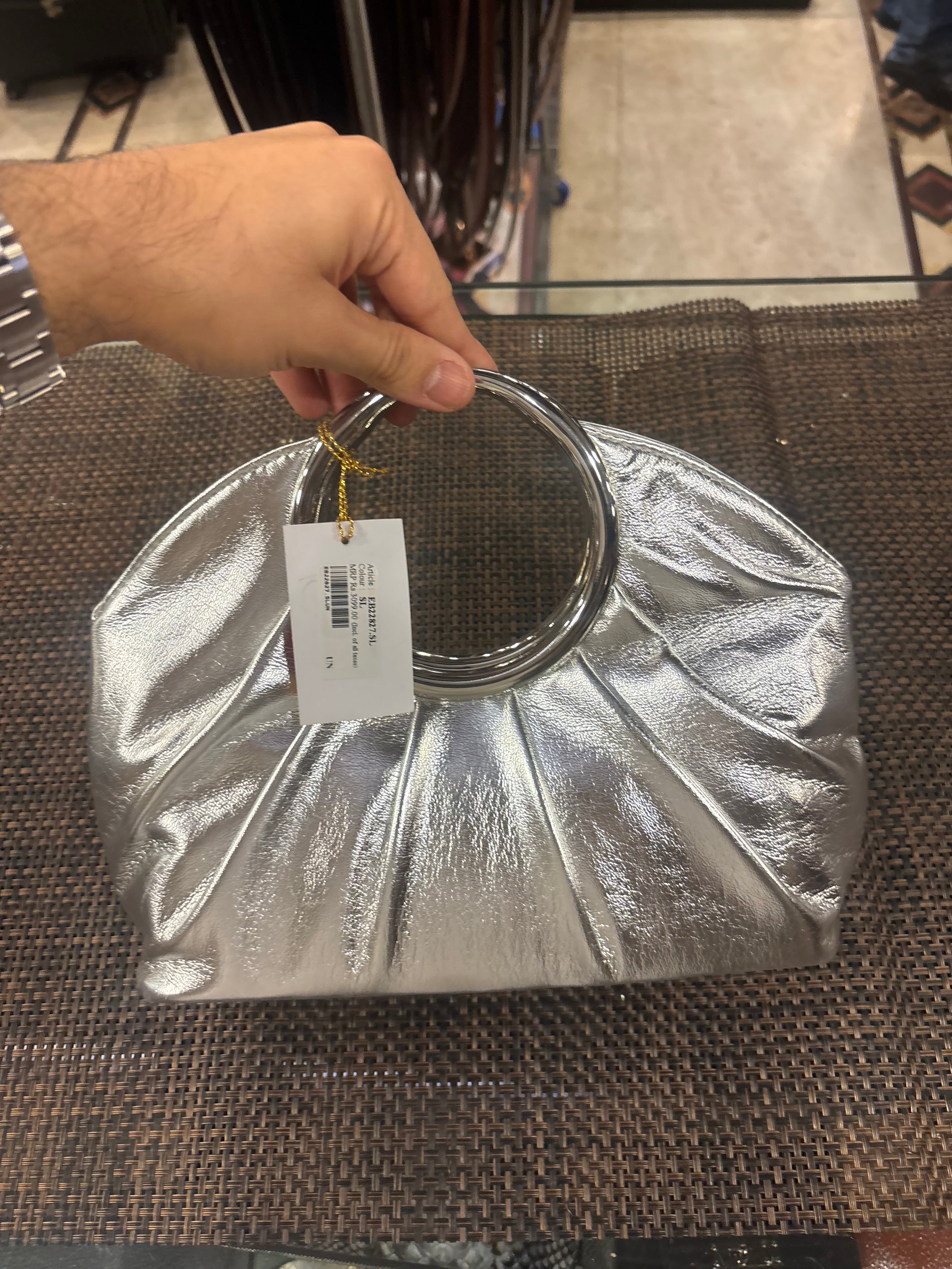 Metallic Circular Handle Quilted Bags