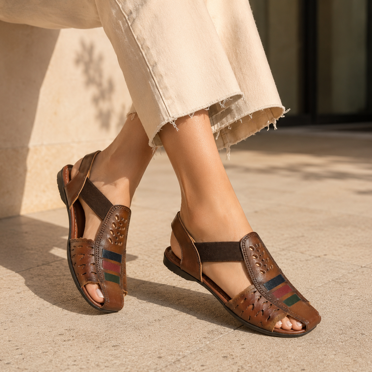 Fida Ethnic Leather Roman Sandals