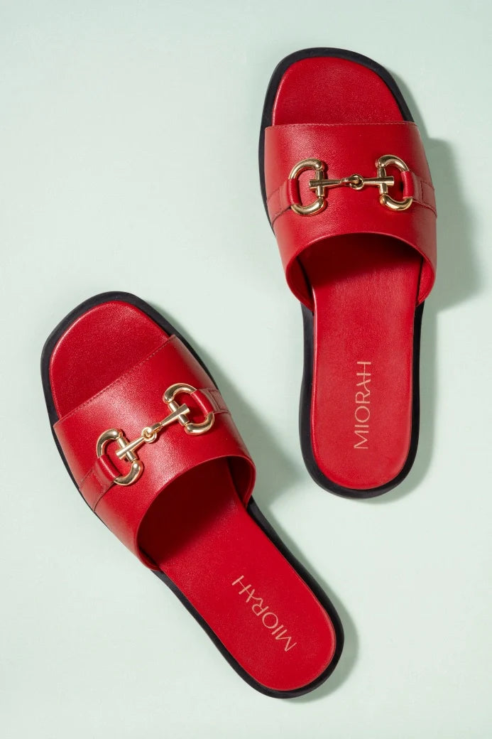 FLUTTER Premium Leather Neon Summer Sliders - The Heels India