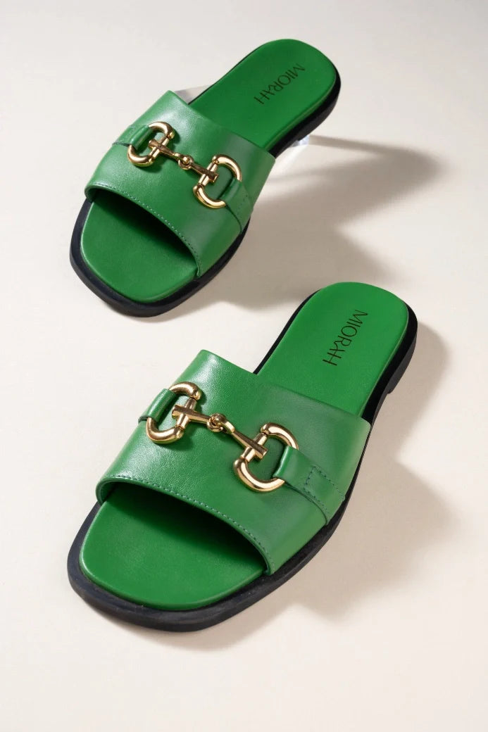 FLUTTER Premium Leather Neon Summer Sliders