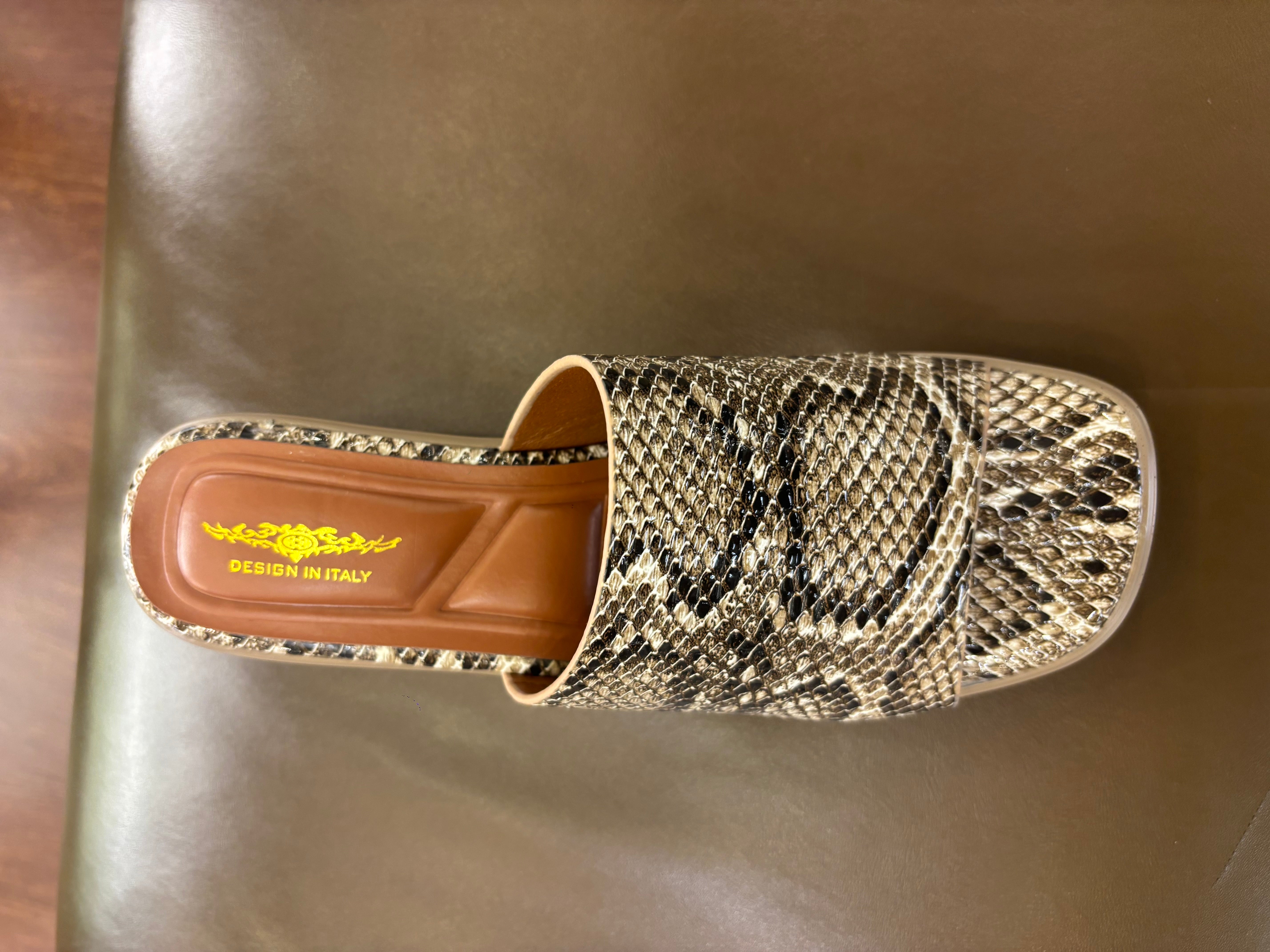 Alba Platform Snake Print Peep Toe Block Heels