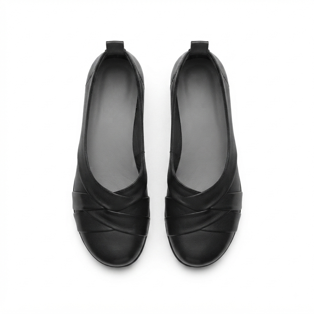 Audrey Premium Leather CrissCross Flat Cushioned Ballerinas
