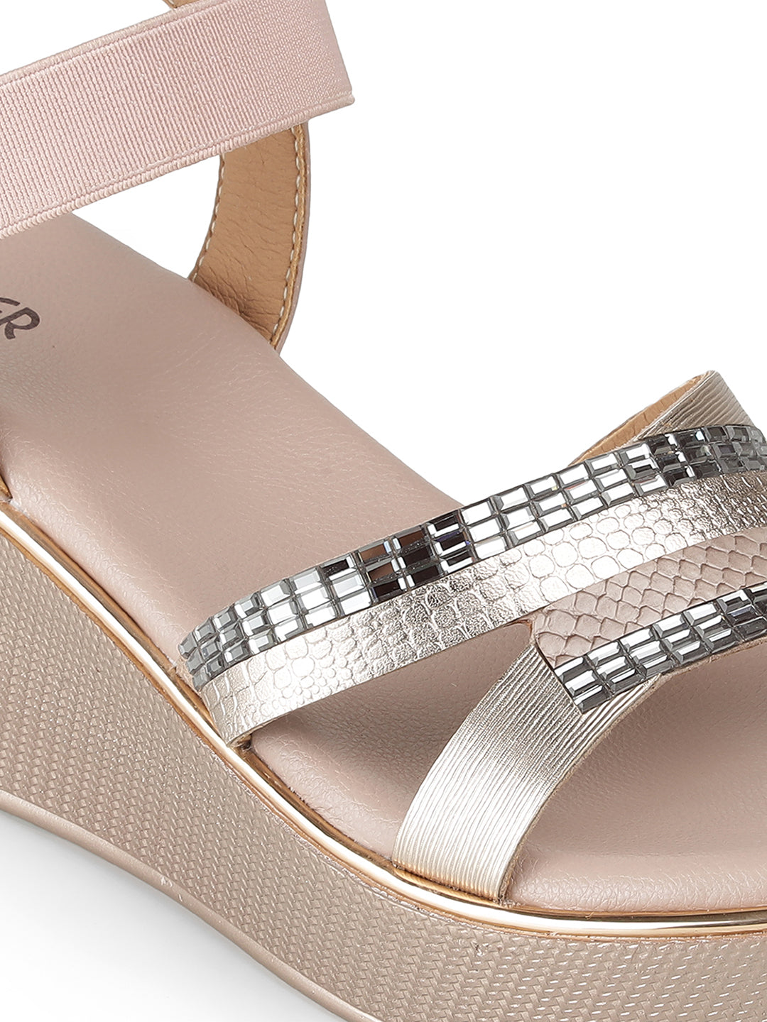 Brielle Bling Back Elastic Wedge Heels