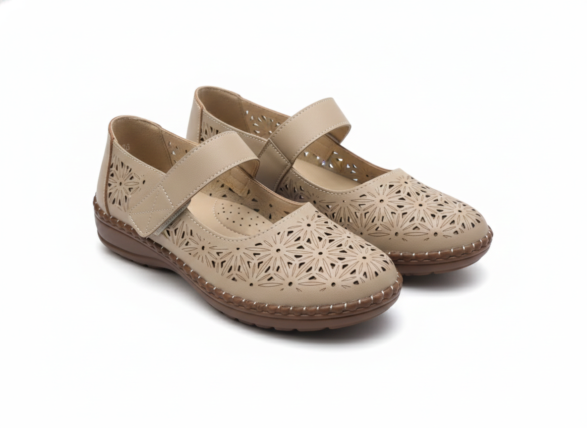 Melissa Ankle Velcro Strap Perforated Cushioned Loafers - The Heels India